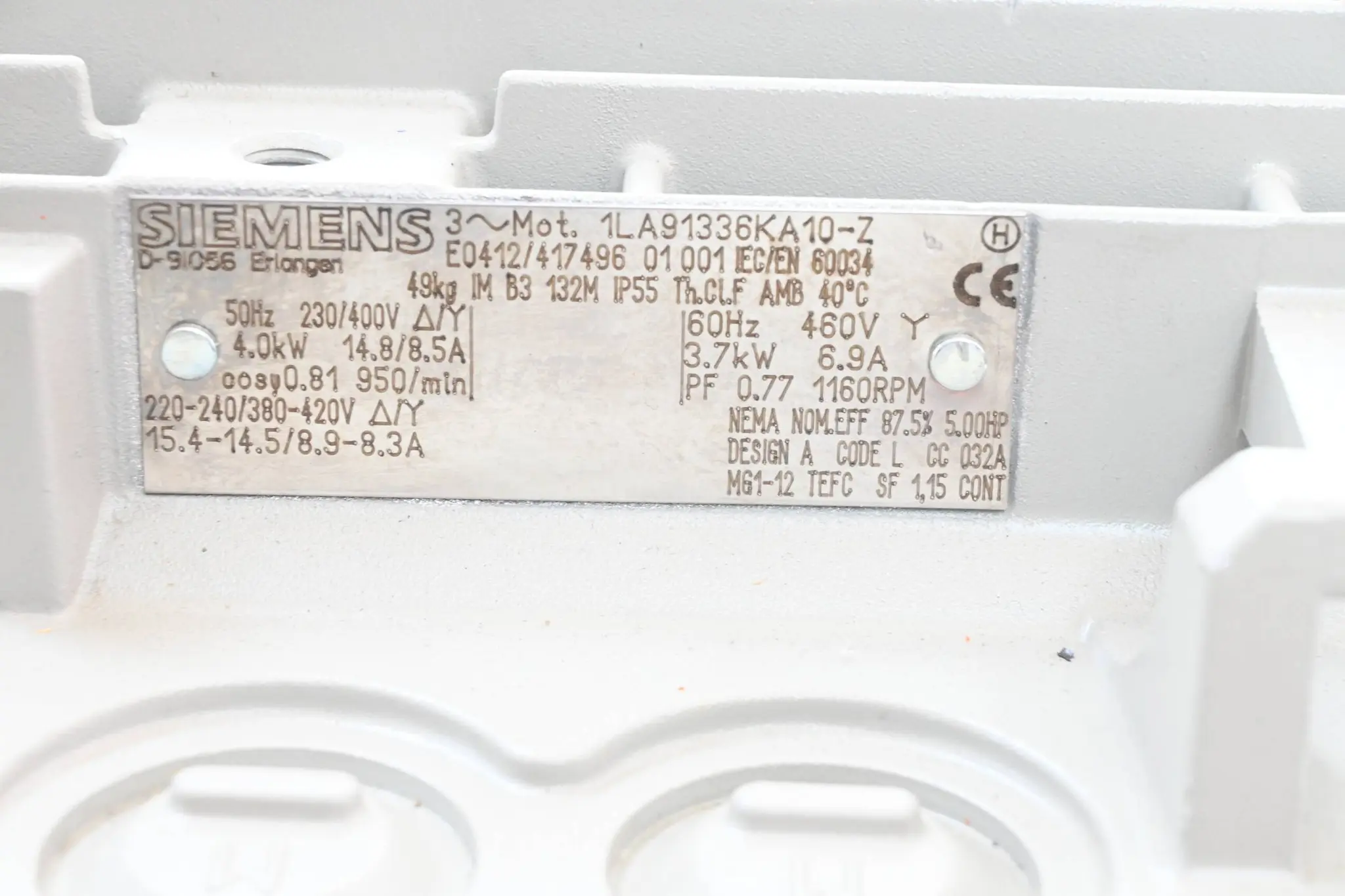 Produktfoto 1 von Siemens 3~ Elektromotor 1LA9133-6KA10-Z ( 1LA9 133-6KA10-Z ) 4,0 kW