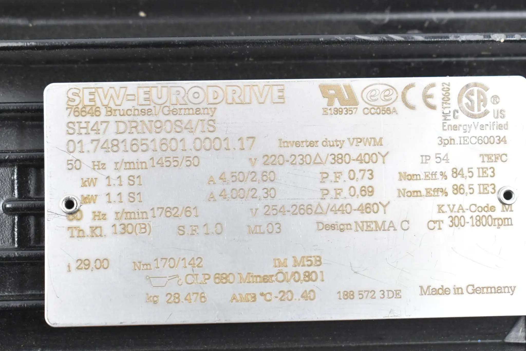 Produktfoto 1 von SEW Eurodrive Getriebemotor SH47 DRN90S4/IS ( SH47DRN90S4/IS )