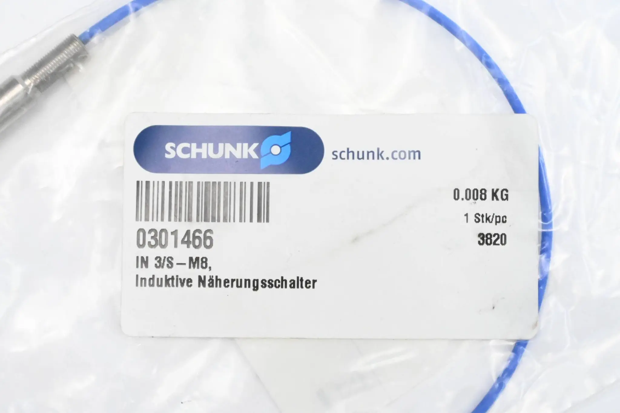 Produktfoto 1 von Schunk Induktiver Näherungsschalter IN 3/S-M8 ( 0301466 )