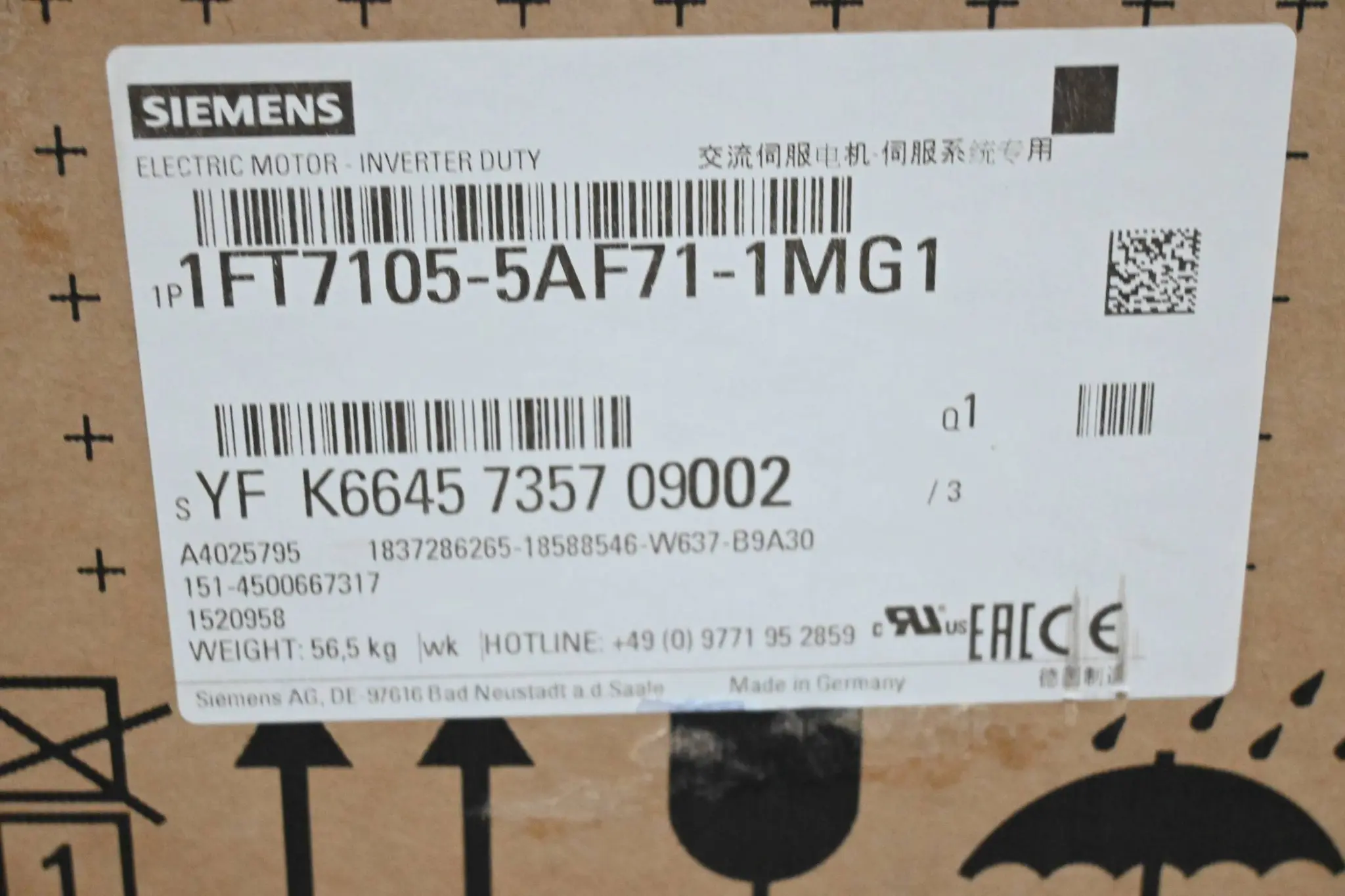 Produktfoto 1 von Siemens Simotics S Synchronmotor 1FT7105-5AF71-1MG1 ( 1FT7 105-5AF71-1MG1 )