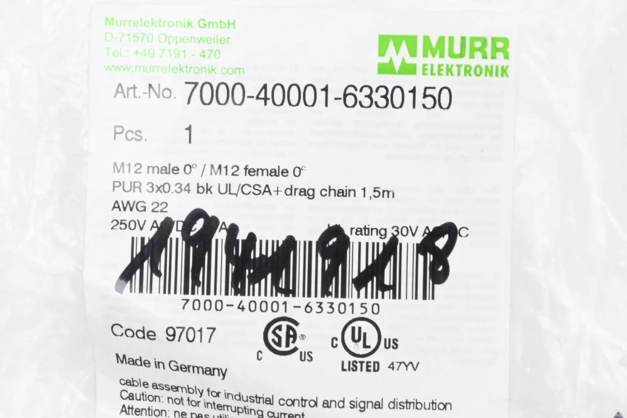 Produktfoto 1 von Murr Elektronik Steckverbinder 7000-40001-6330150