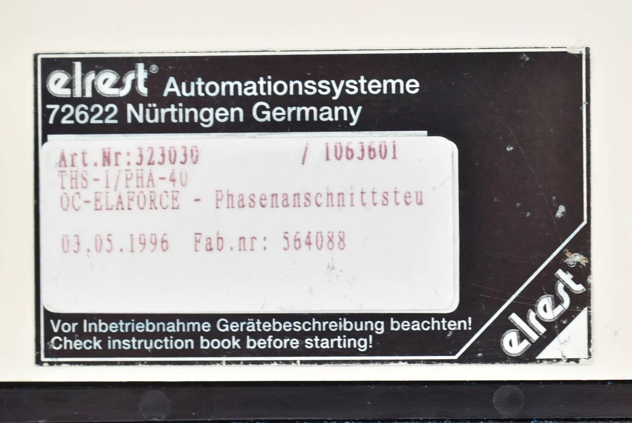 Produktfoto 1 von Elrest Automationssysteme Phasenanschnittsteuerung THS-1/PHA-40 ( 323030 )