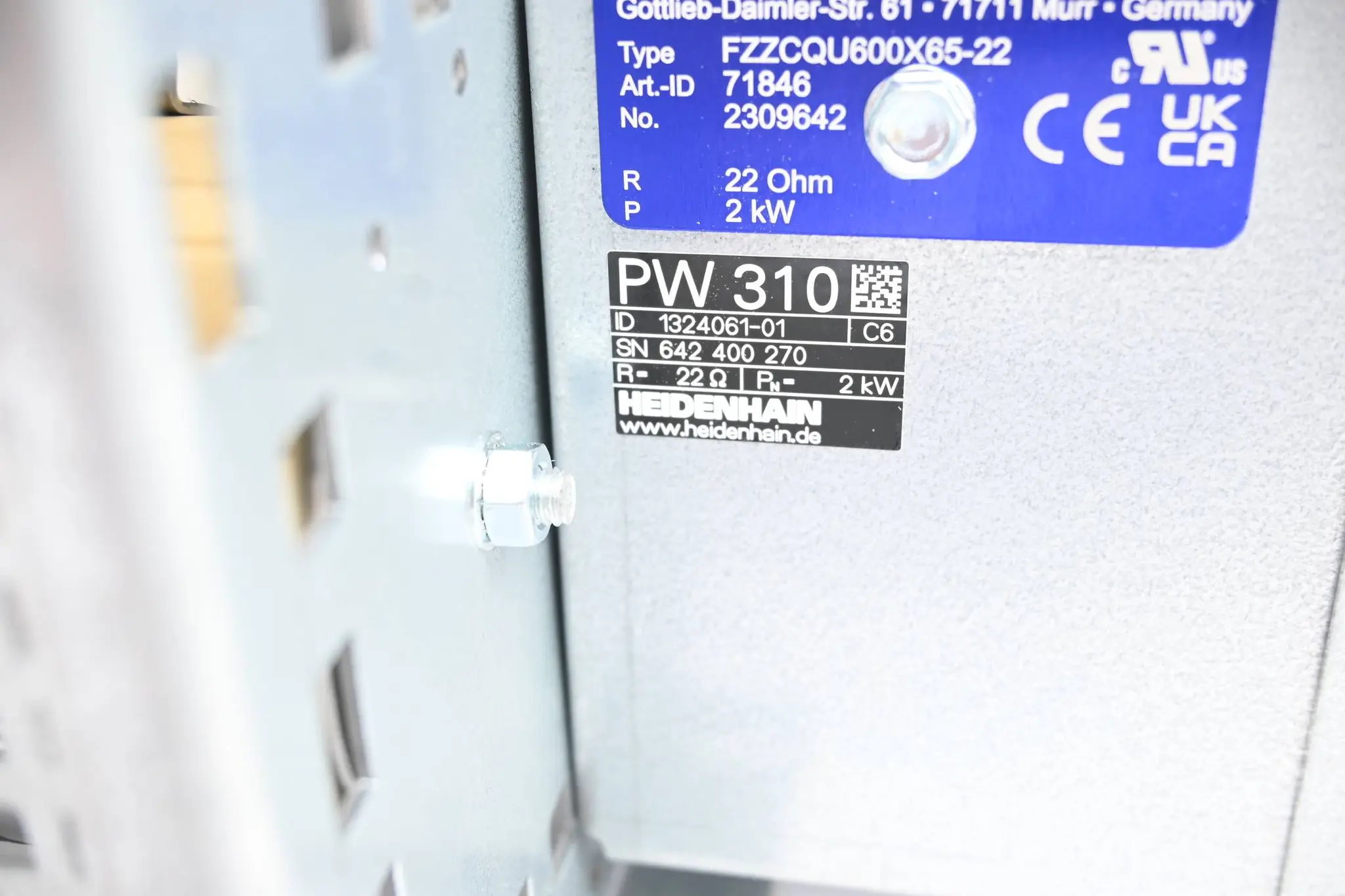 Produktfoto 1 von Heidenhain Bremswiderstand für Umrichter PW310 ( 1324061-01 ) Ver. C6