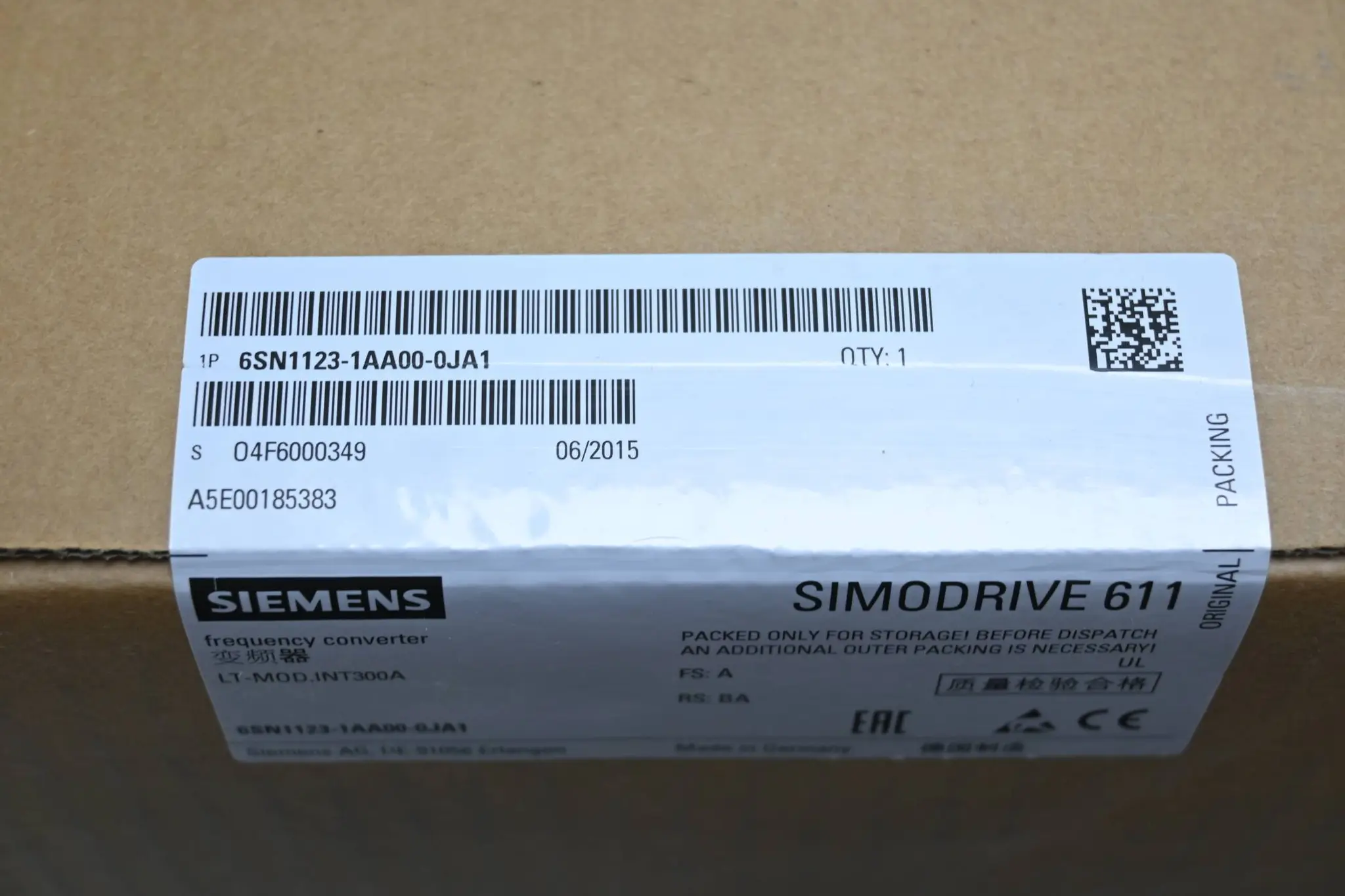 Produktfoto 1 von Siemens Simodrive Leistungsmodul 6SN1123-1AA00-0JA1 ( 6SN1 123-1AA00-0JA1 ) V. A