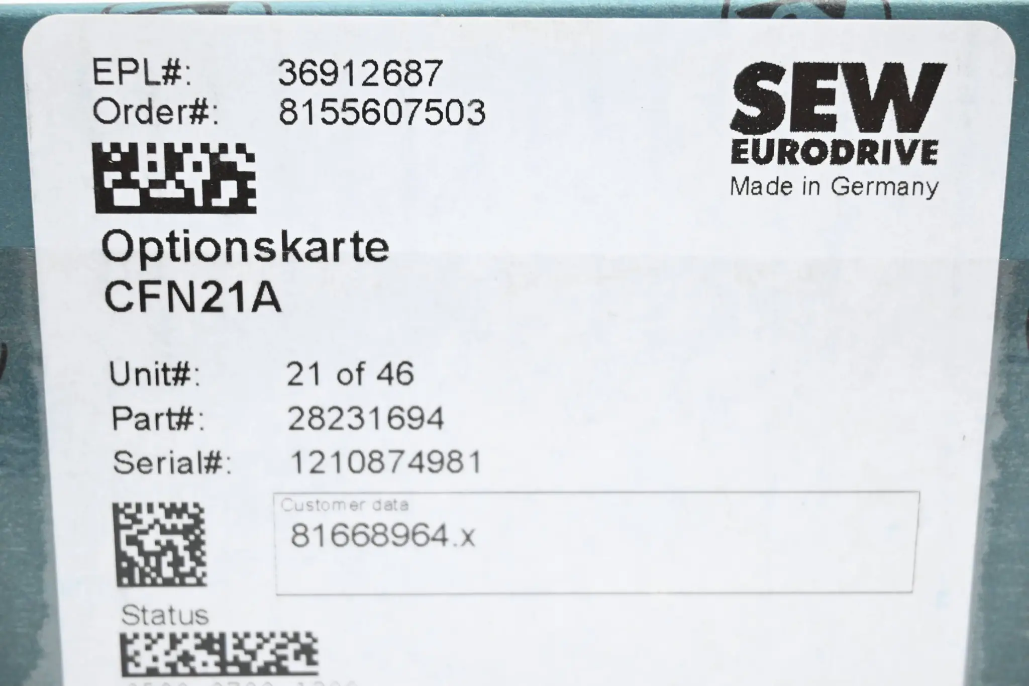SEW-Eurodrive Feldbuskarte für PROFINET CFN21A ( 28231694 )