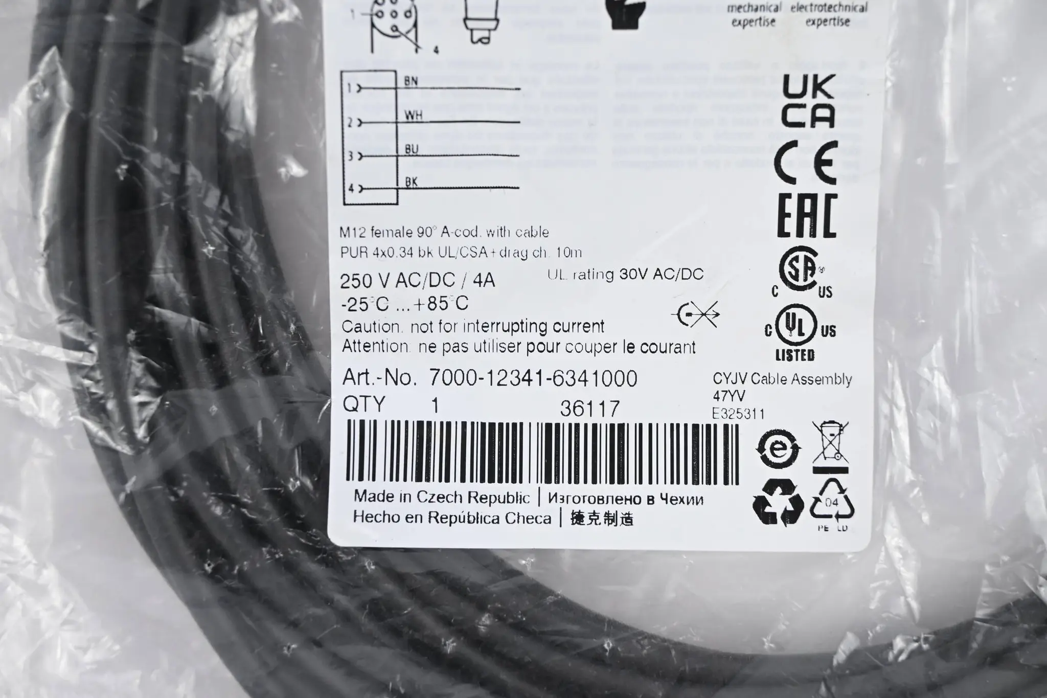 Produktfoto 1 von Murr Elektronik M12-Sensor-/Aktorleitung 7000-12341-6341000 ( 10,0m )