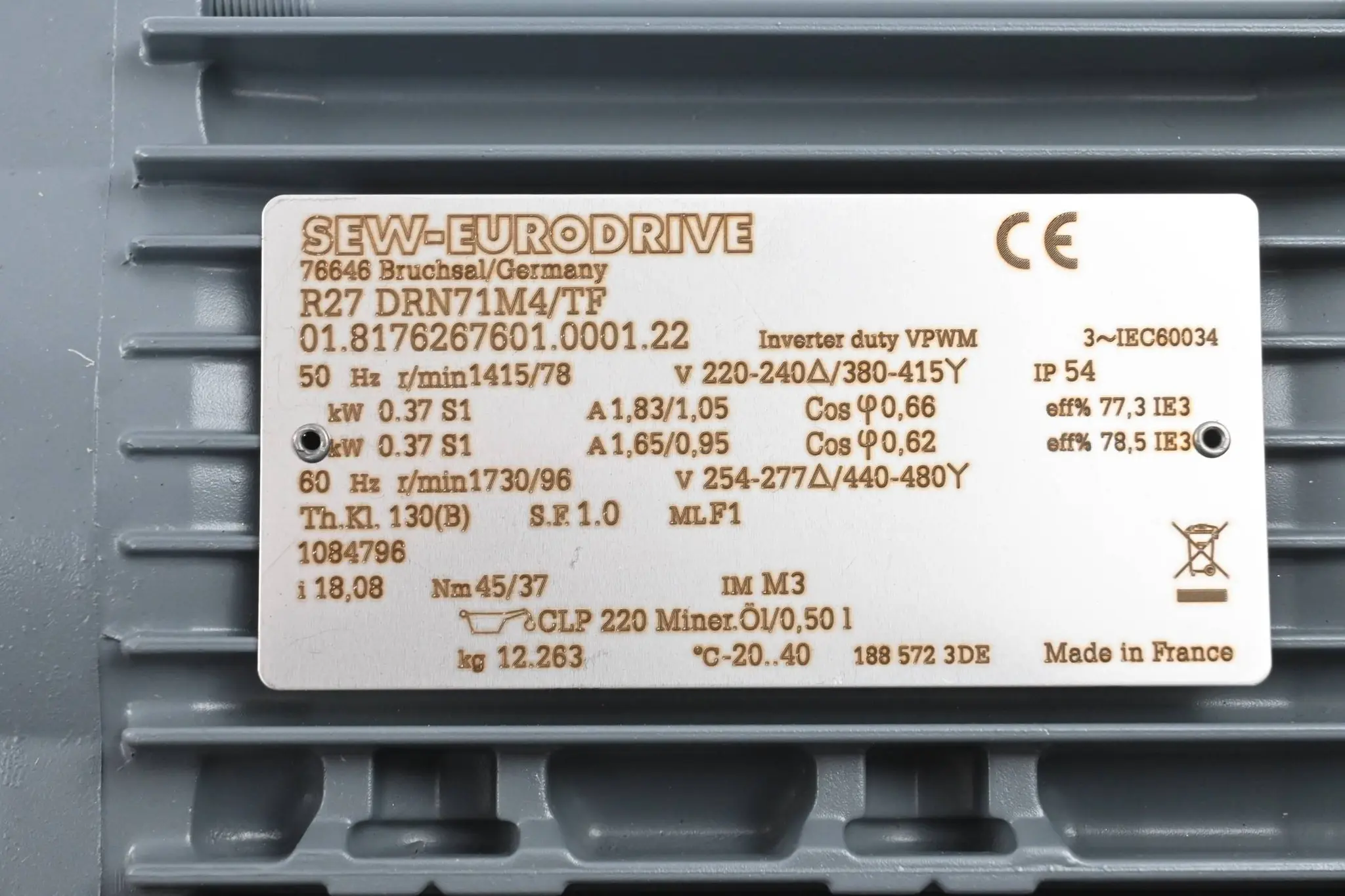 Produktfoto 1 von SEW-Eurodrive Getriebemotor R27 DRN71M4/TF ( R27DRN71M4/TF )