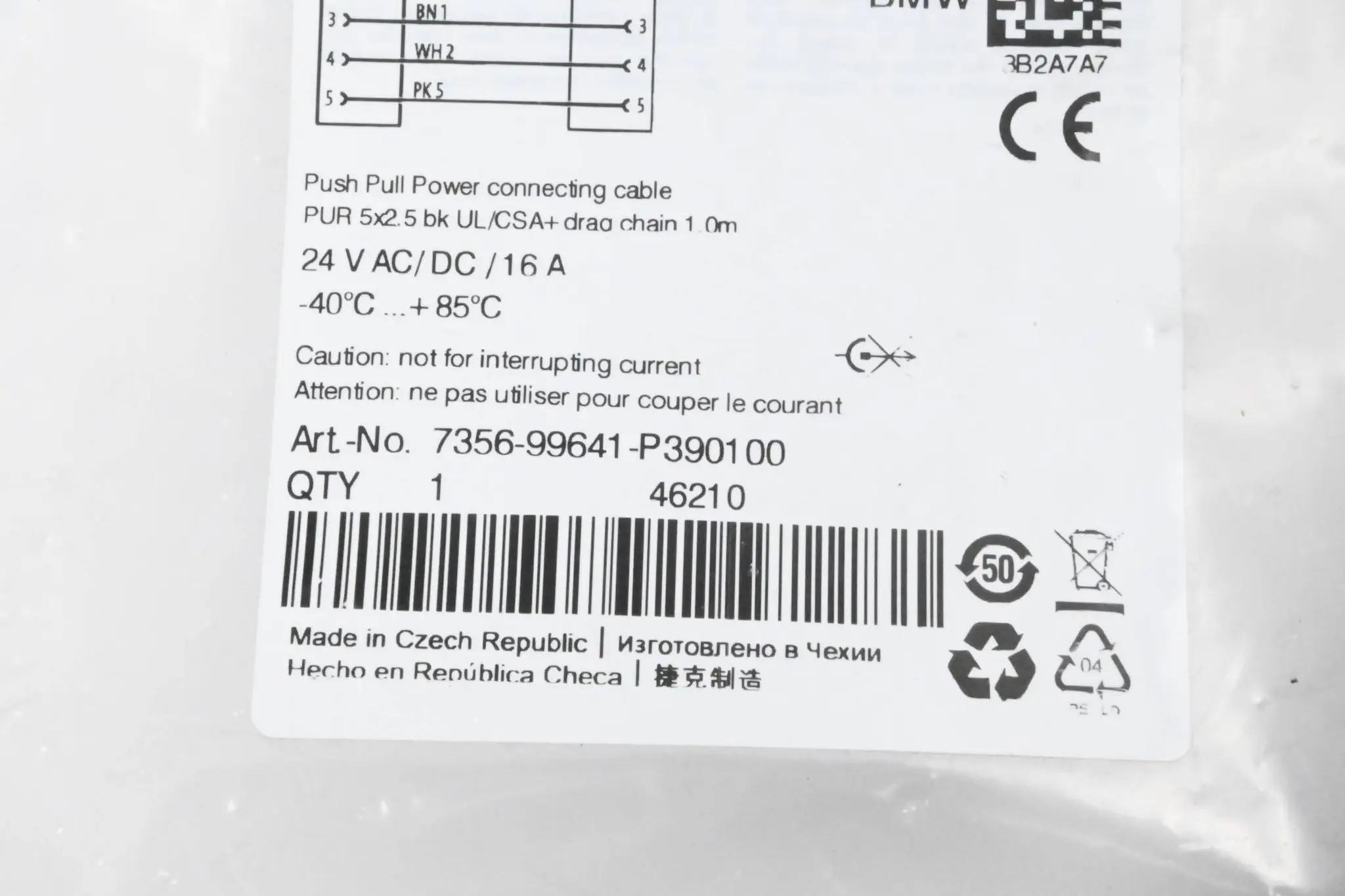 Produktfoto 1 von Murr Elektronik Push Pull Power Kabel 	7356-99641-P390100 1m