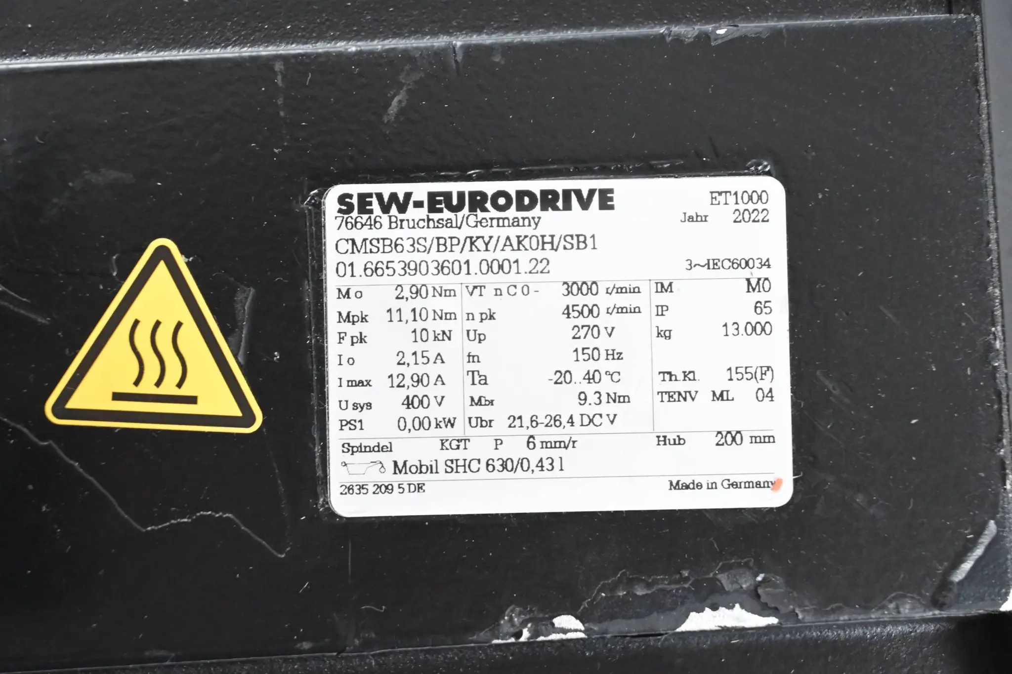 Produktfoto 1 von SEW-Eurodrive Hubmotor CMSB63S/BP/KY/AK0H/SB1 inkl. Hubzylinder