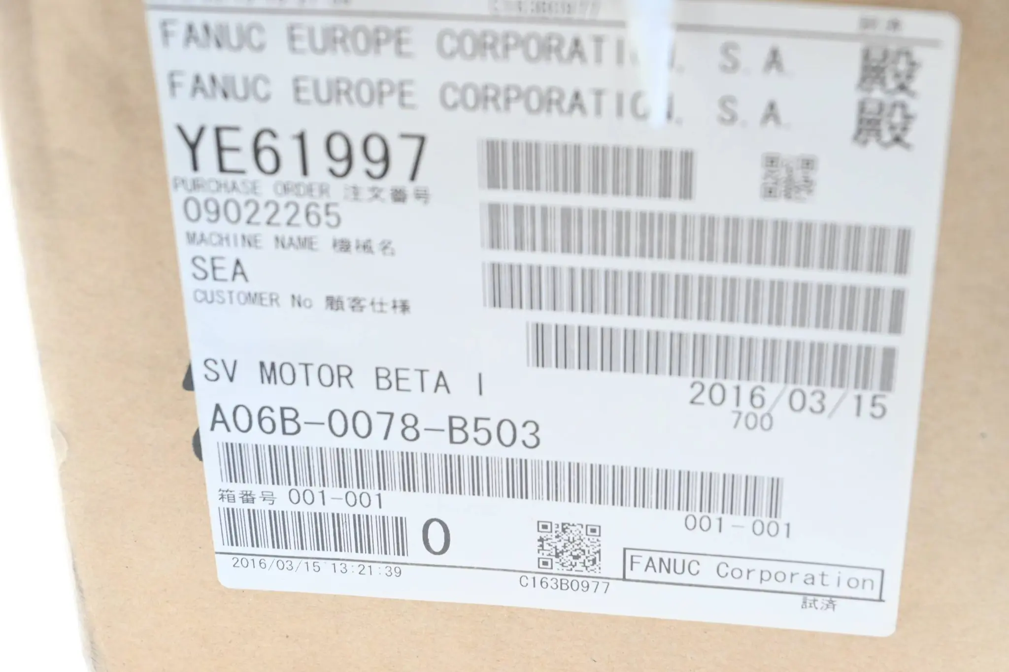 Produktfoto 1 von Fanuc AC Servomotor A06B-0078-B503