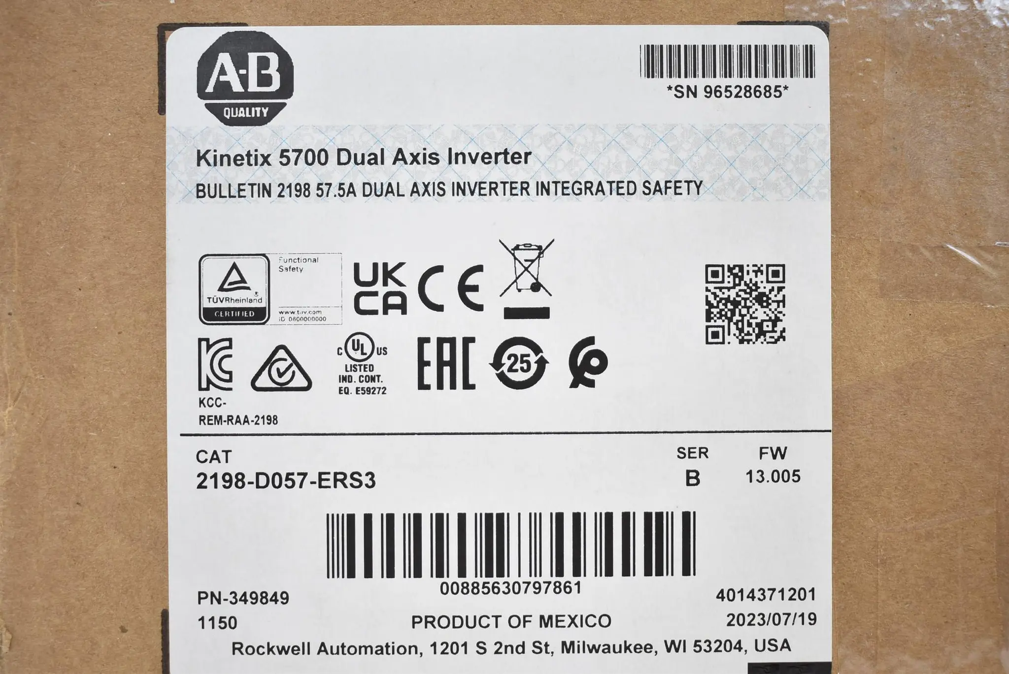 Produktfoto 1 von Allen-Bradley Kinetix 5700 Dual Axis Inverter 2198-D057-ERS3 (Serie B) FW13.005