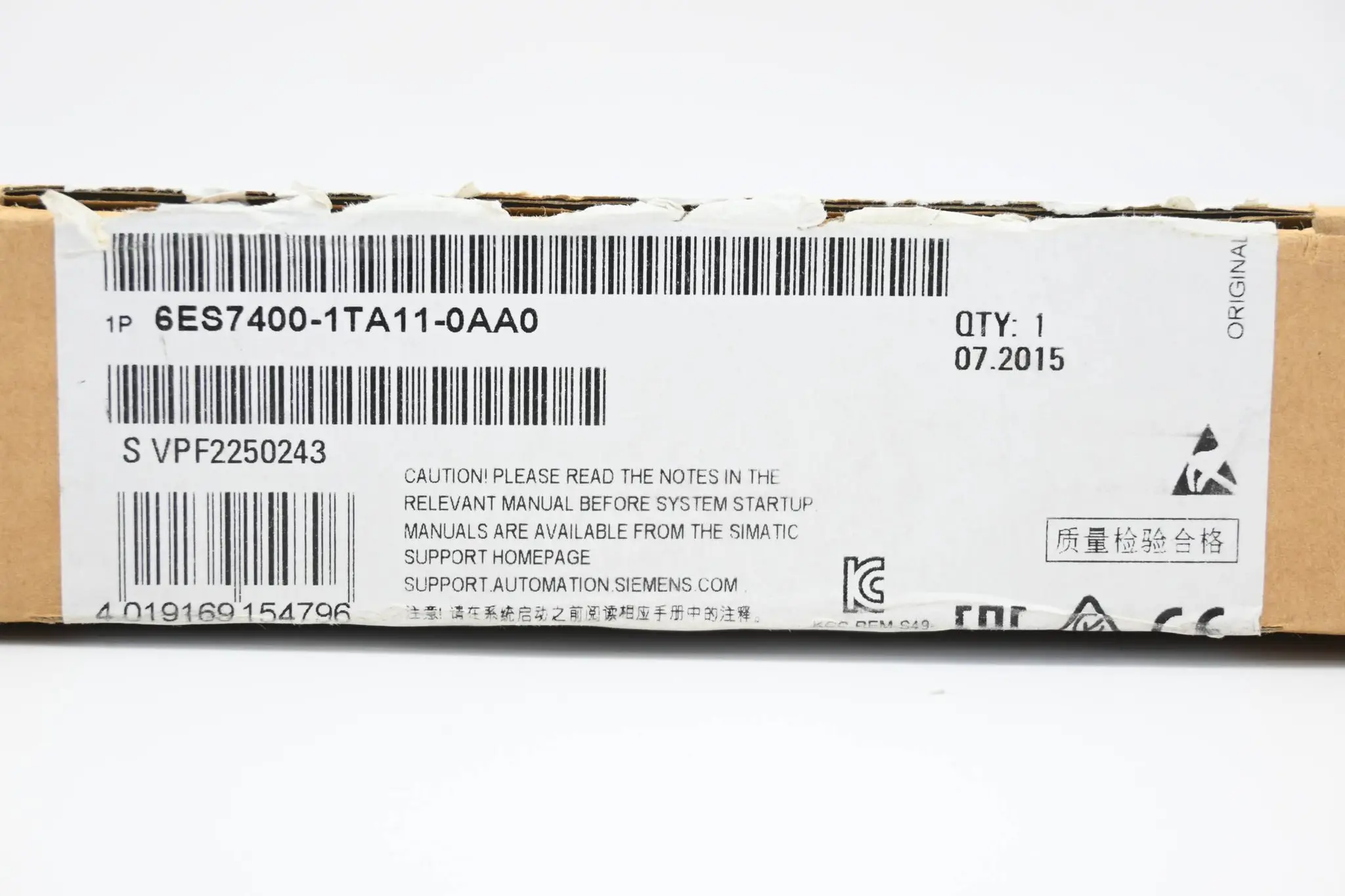 Produktfoto 1 von Siemens Simatic S7-400 Baugr. Träger 6ES7400-1TA11-0AA0 ( 6ES7 400-1TA11-0AA0 )