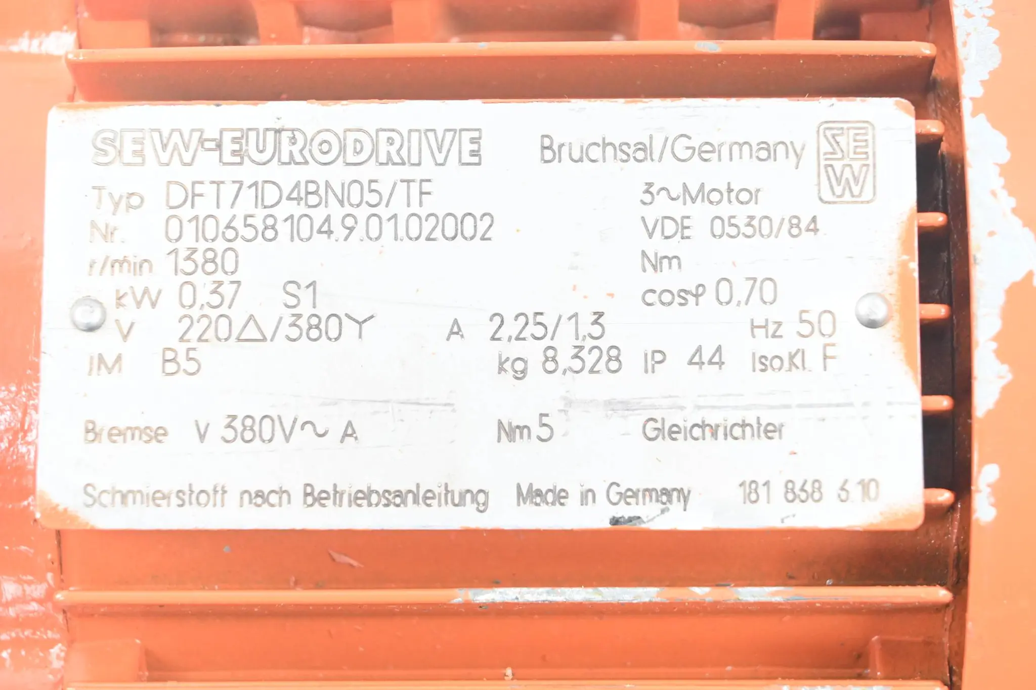 Produktfoto 1 von SEW-Eurodrive 3~ Bremsmotor DF71D4BN05/TF ( DF71 D4BN05/TF ) 0,37 kW