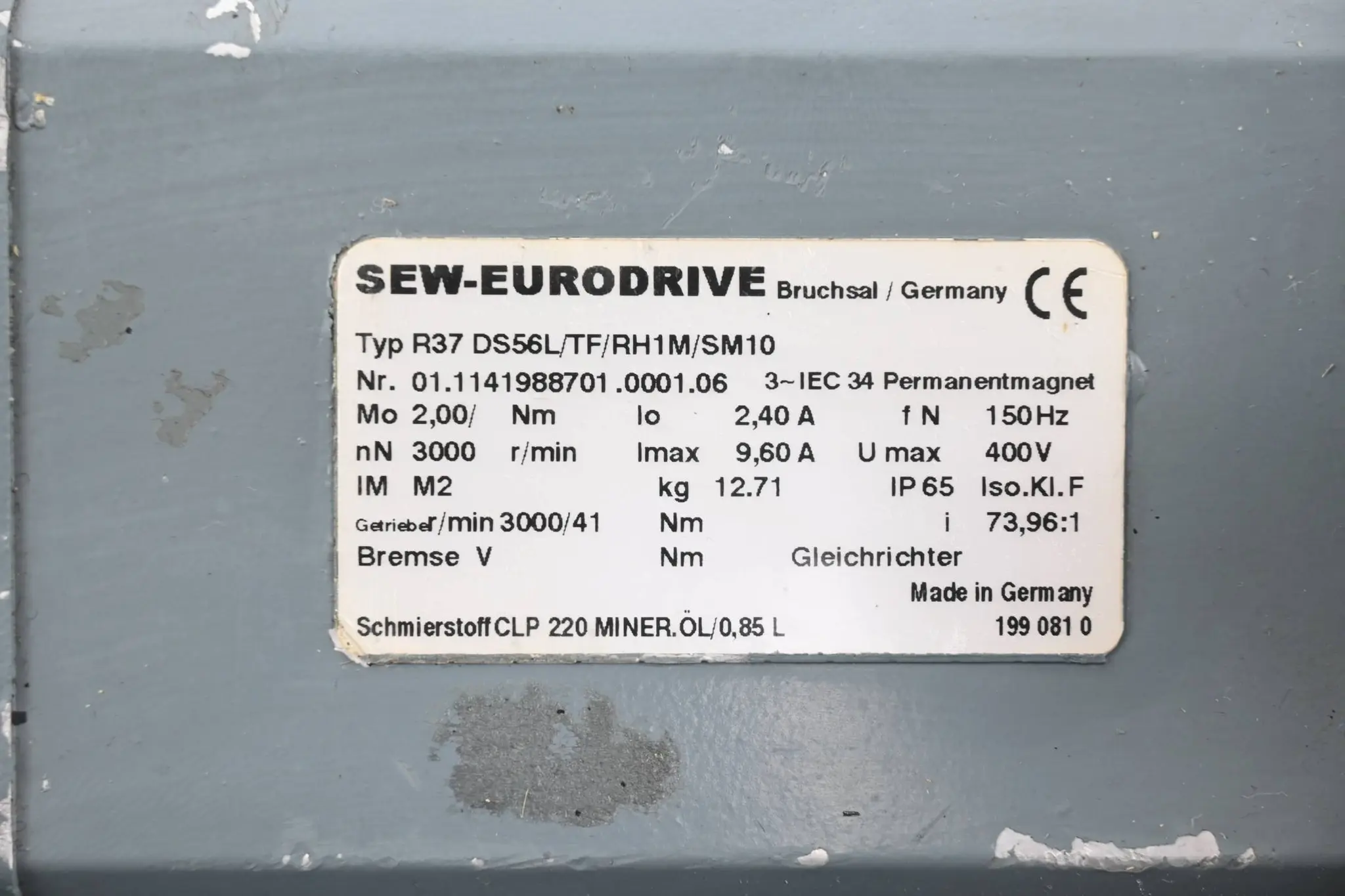 Produktfoto 1 von SEW-Eurodrive Getriebemotor R37 DS56L/TF/RH1M/SM10