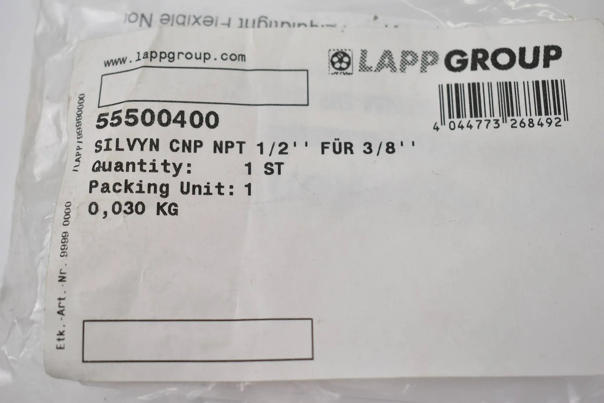 Produktfoto 1 von Lappgroup Silvyn CNP Schlauchverschraubung NPT 1/2" für 3/8" 55500400