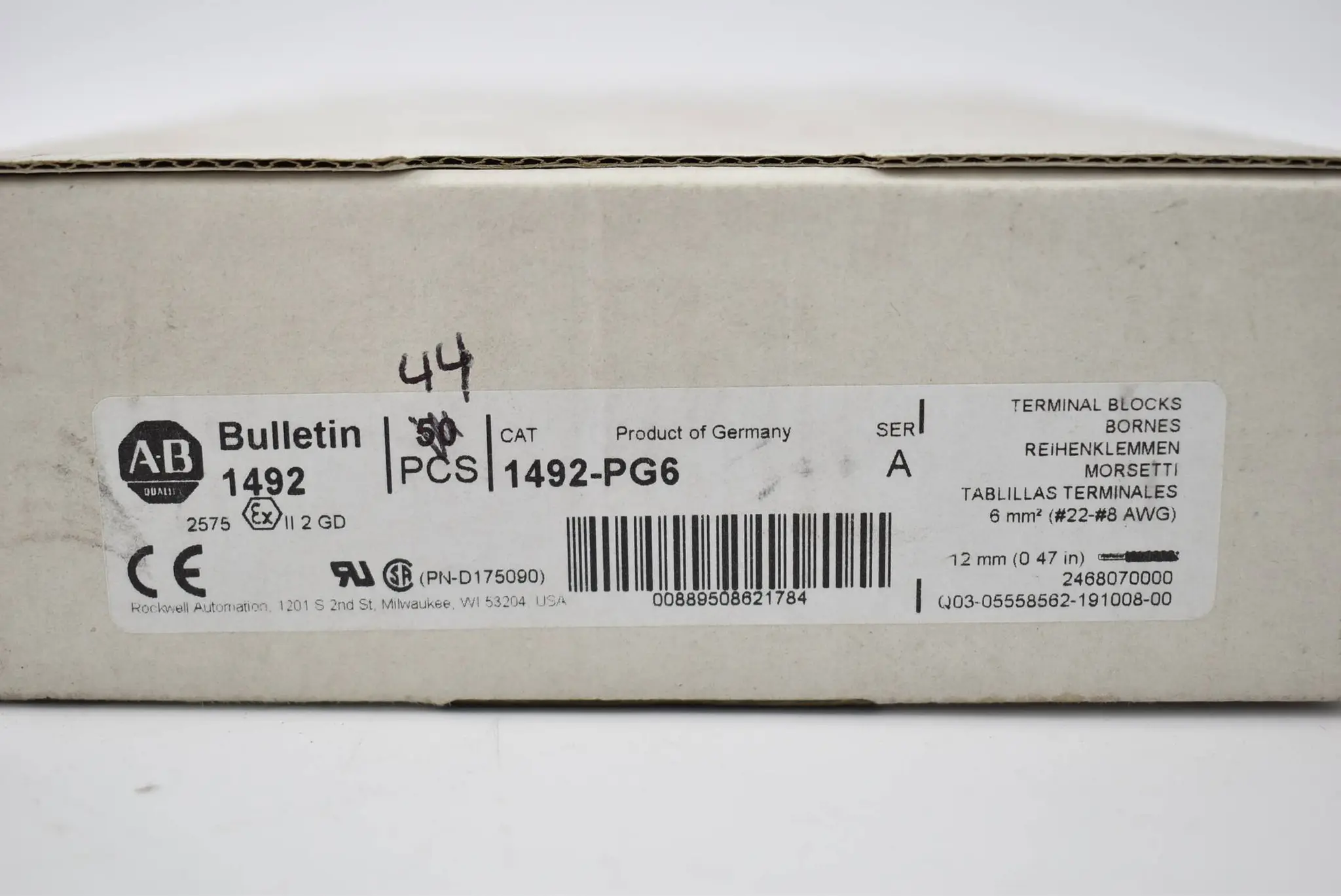 Produktfoto 1 von Allen-Bradley Reihenklemmen 44 Stück 1492-PG6
