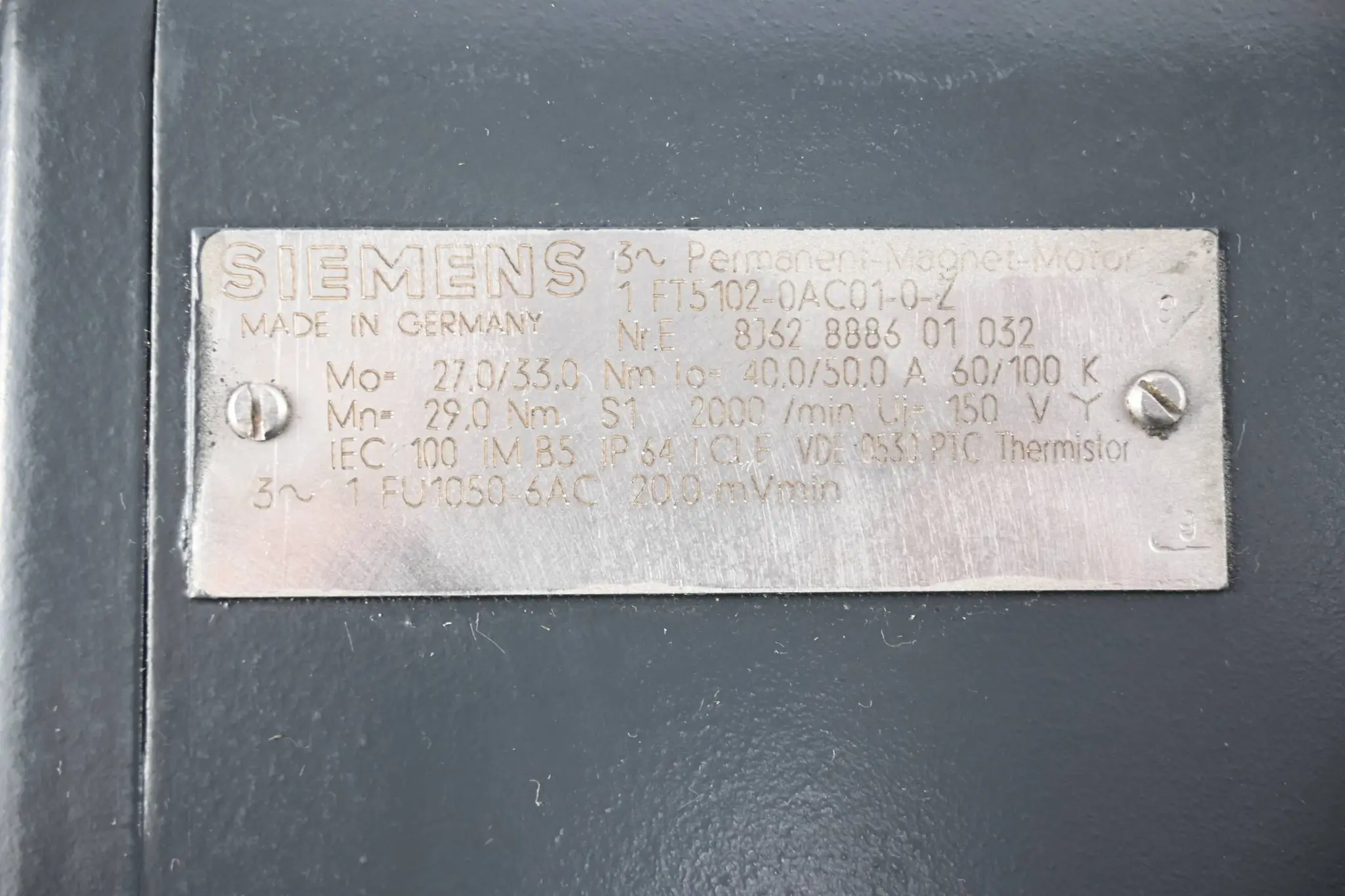 Produktfoto 1 von Siemens Servomotor 1FT5102-0AC01-0-Z ( 1FT5 102-0AC01-0-Z )