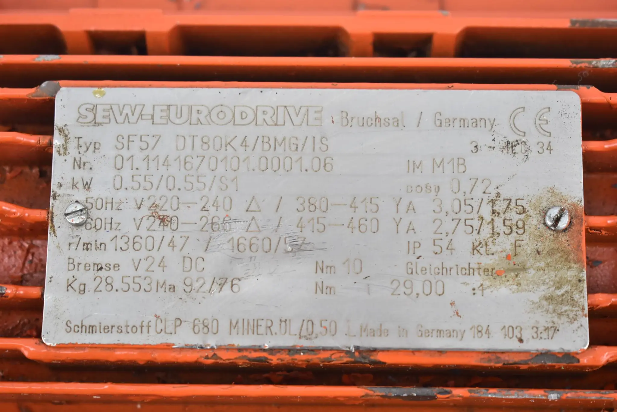 Produktfoto 1 von SEW Eurodrive Getriebemotor SF57 DT80K4/BMG/IS ( SF57DT80K4/BMG/IS ) 0,55kW