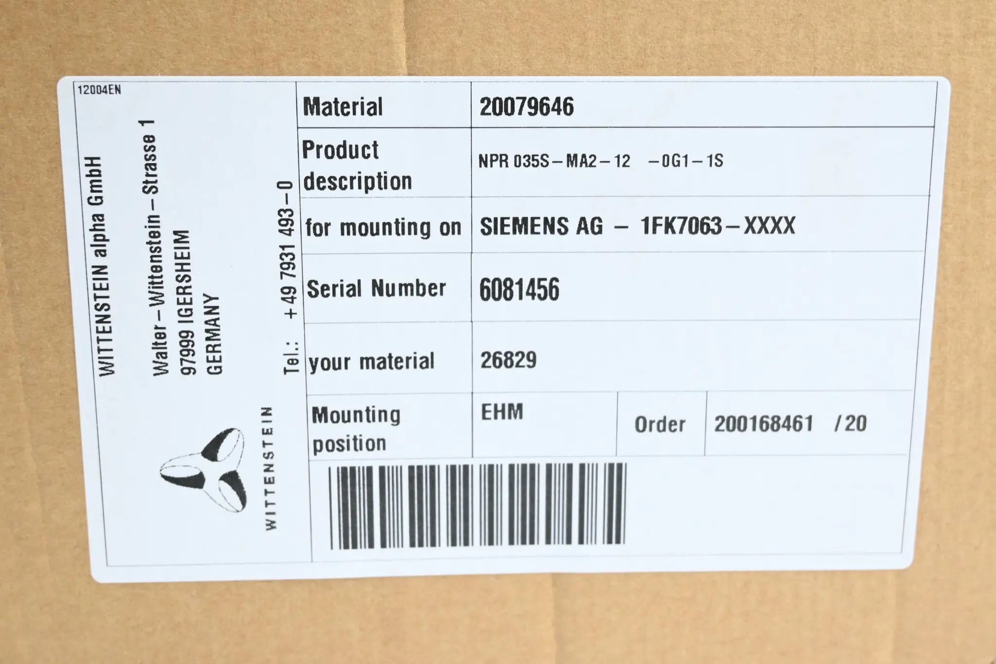 Produktfoto 1 von Wittenstein alpha Planetengetriebe NPR 035S-MA2-12 -0G1-1S ( 20079646 )