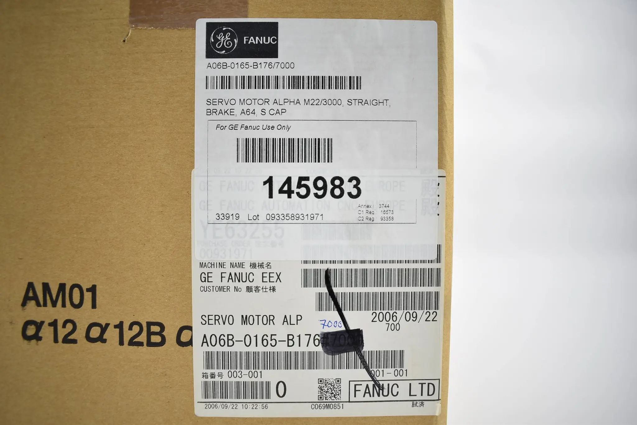 Produktfoto 1 von Fanuc Servomotor Alpha M22/3000 A06B-0165-B176#7000