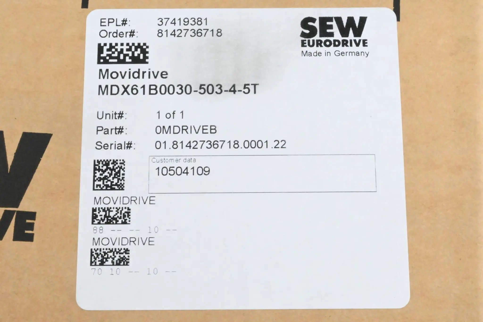 Produktfoto 1 von SEW-Eurodrive Movidrive Frequenzumrichter MDX61B0030-503-4-5T