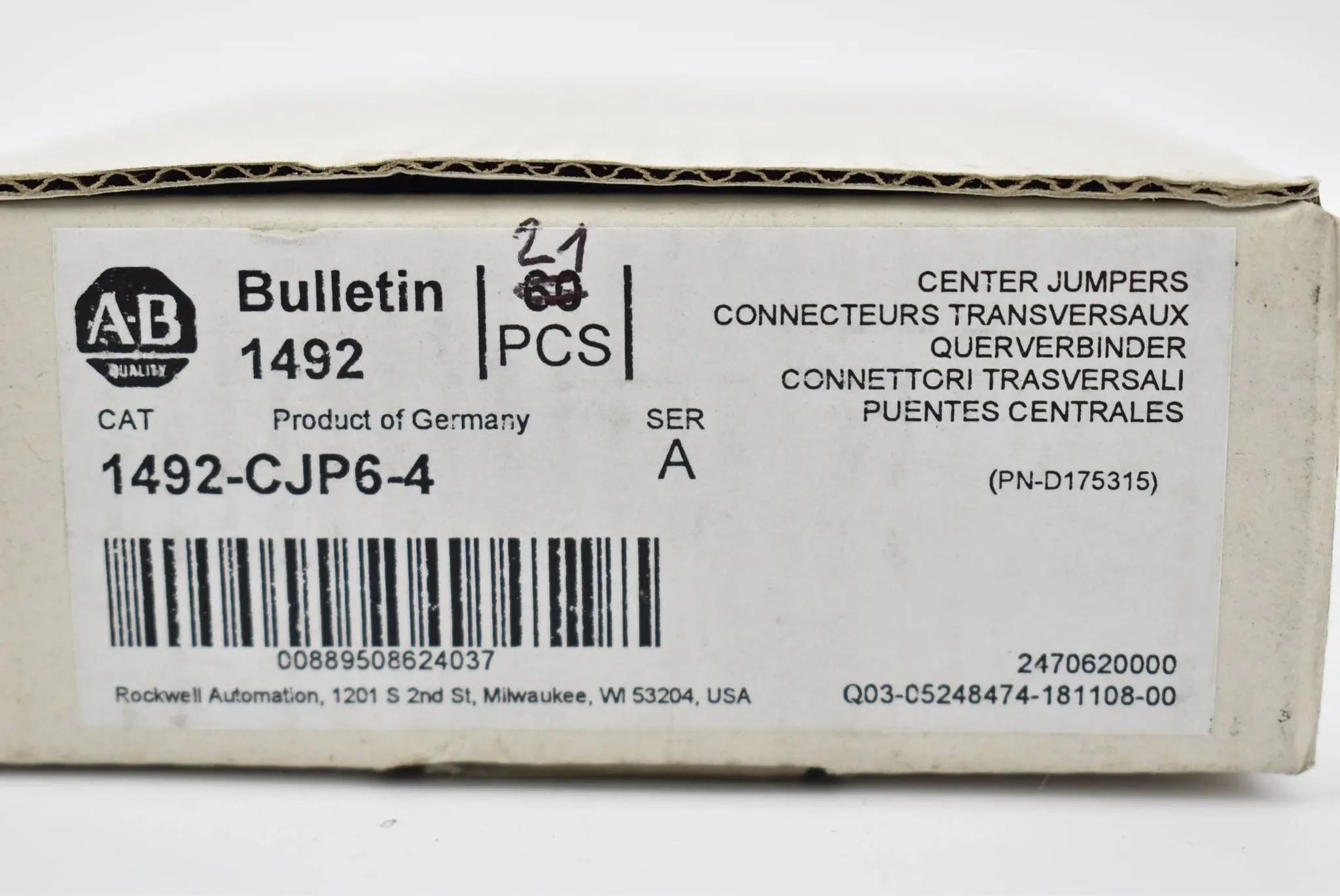Produktfoto 1 von Allen-Bradley Querverbinder 1492-CJP6-4 ( 21 Stück )