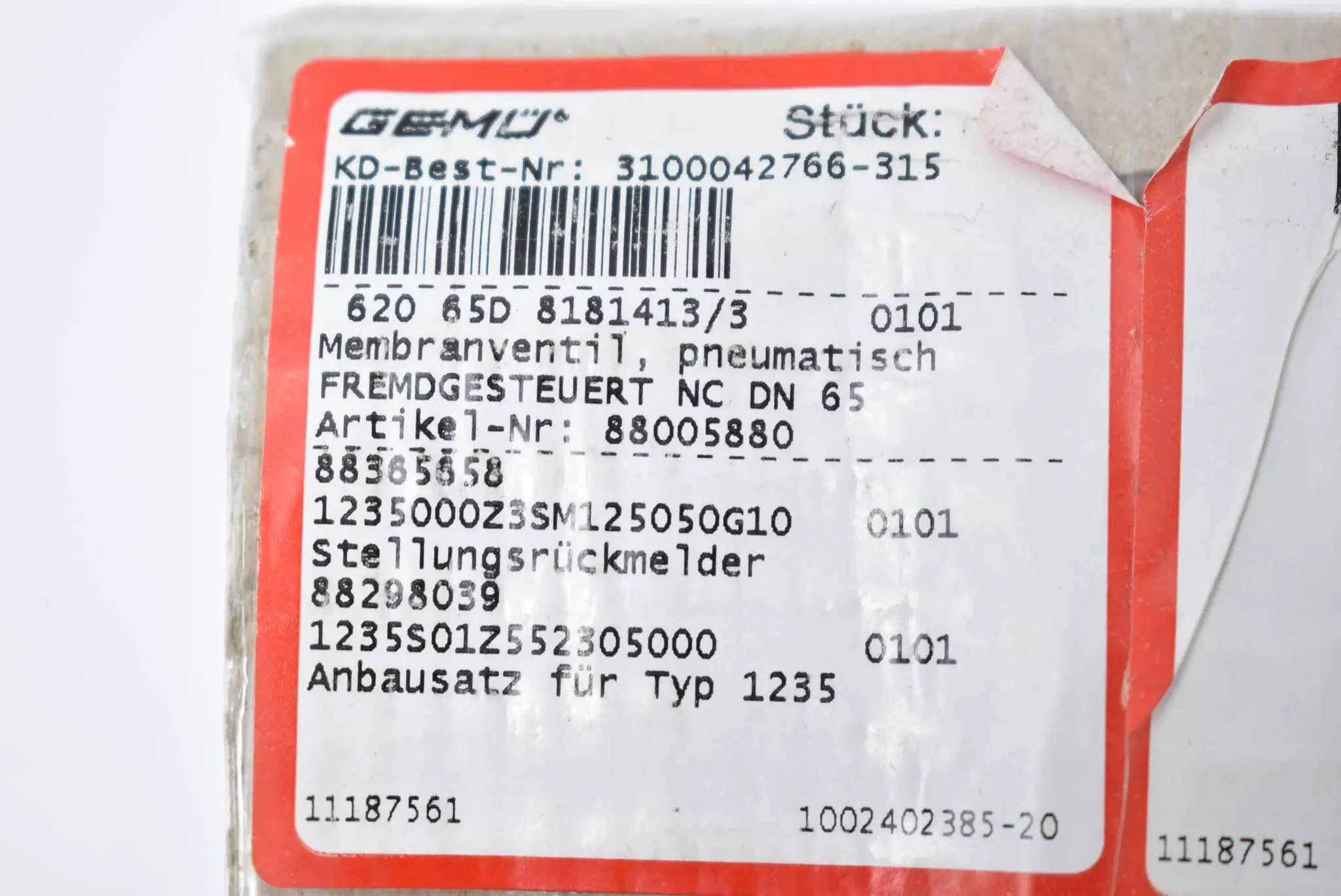 Produktfoto 1 von Gemü pneumatisches Membranventil 620 65D 8181413/3 ( 62065D8181413/3 )