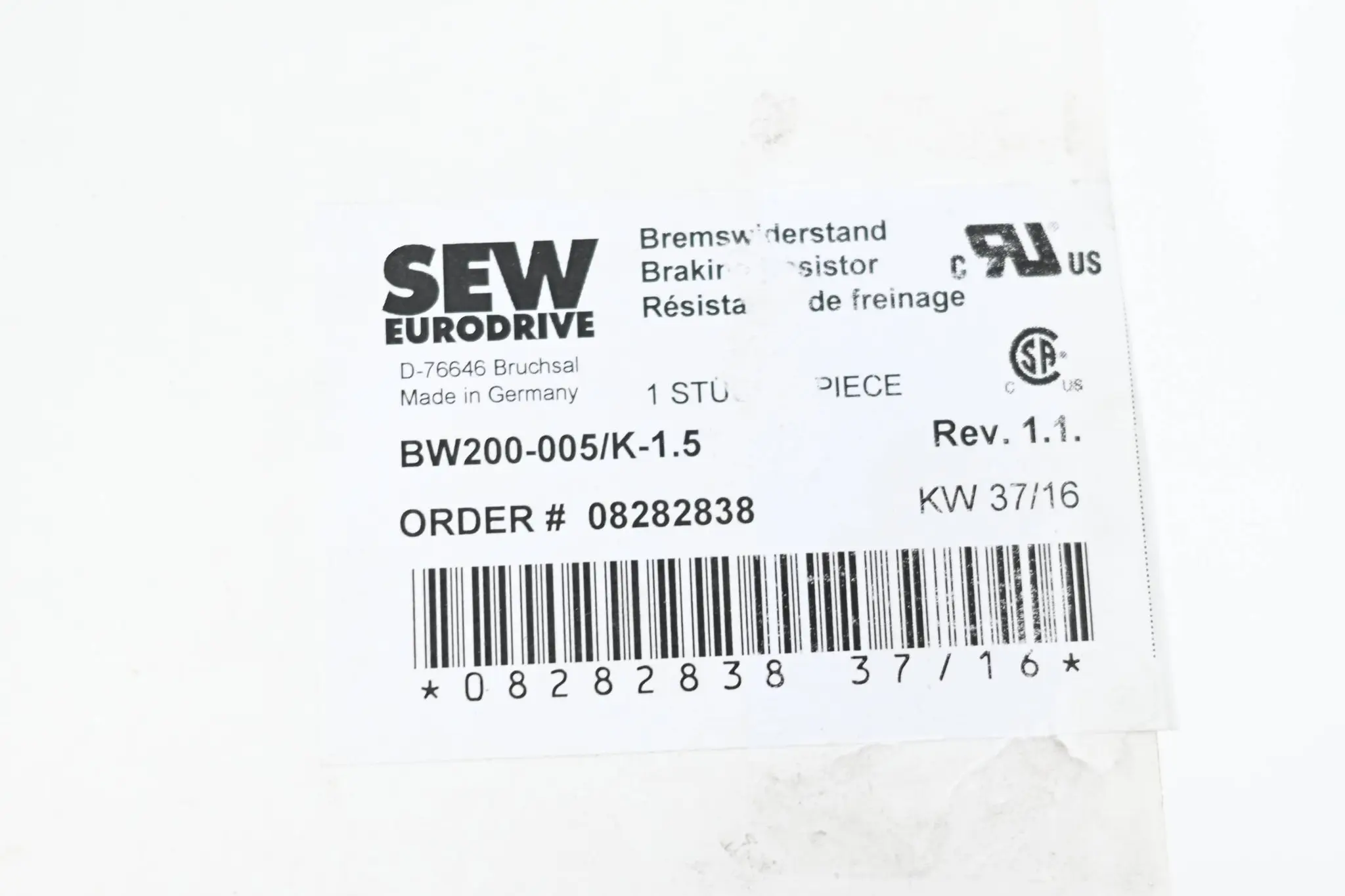 Produktfoto 1 von SEW-Eurodrive Bremswiderstand BW200-005/K-1.5 ( 08282838 )