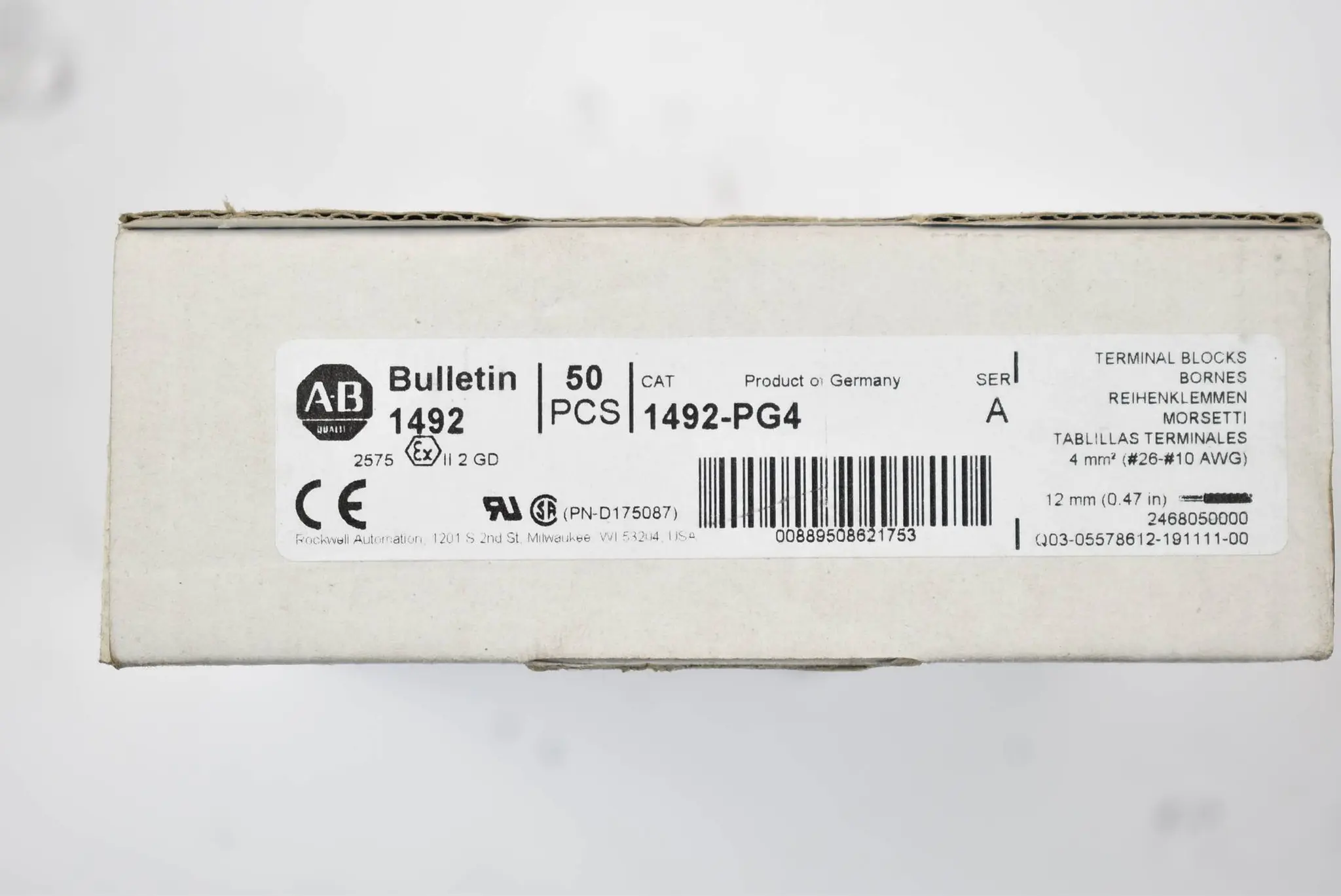 Produktfoto 1 von Allen Bradley Bulletin Reihenklemmen 50 Stück 1492-PG4