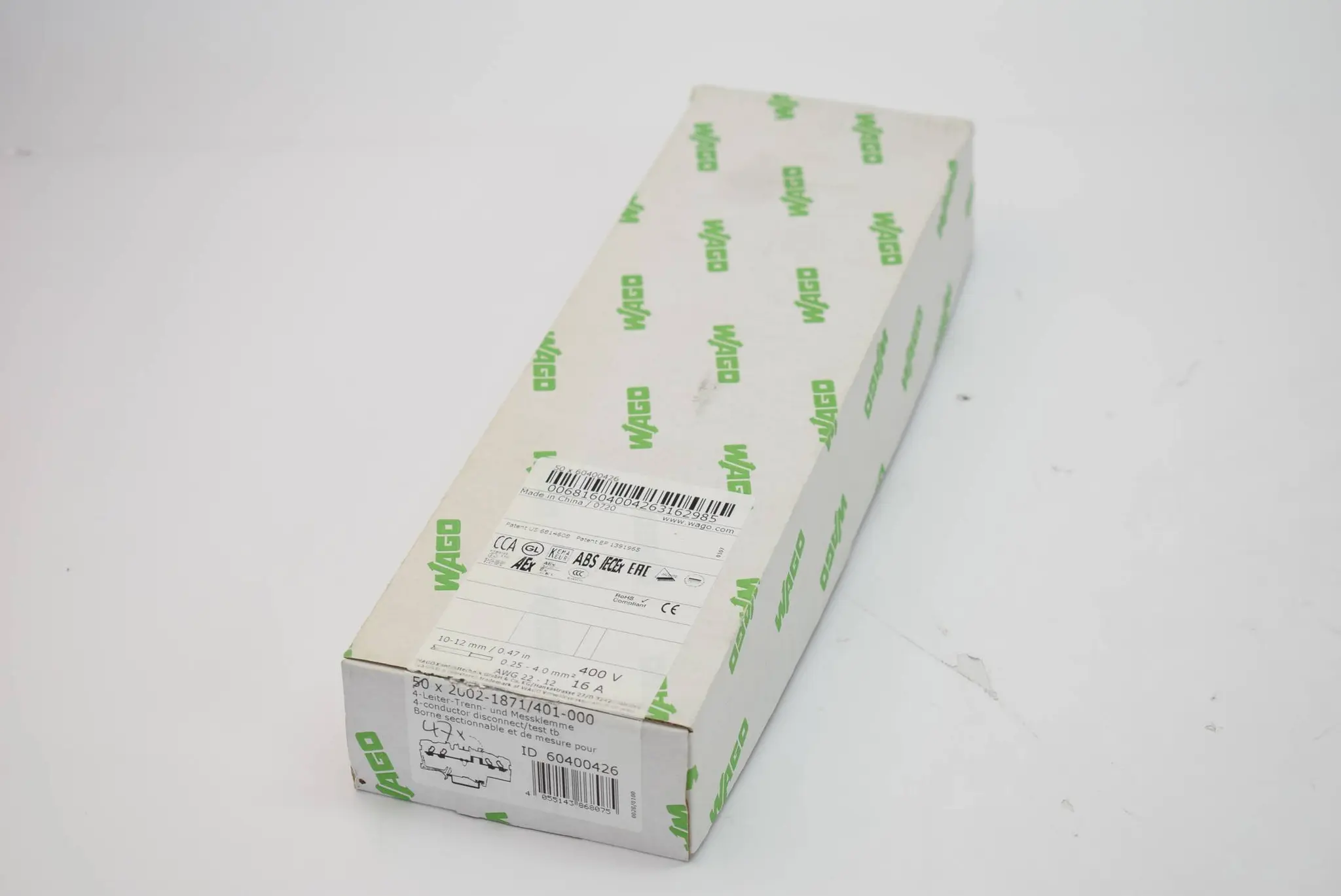 Produktfoto 1 von 47x Wago 4-Leiter-Trenn und Messklemme 2002-1871/401-000 ( 20021871401000 )