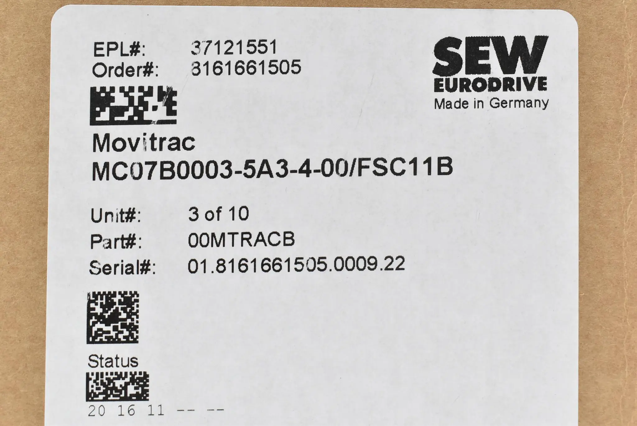 Produktfoto 1 von SEW Eurodrive Movitrac MC07B0003-5A3-4-00/FSC11B