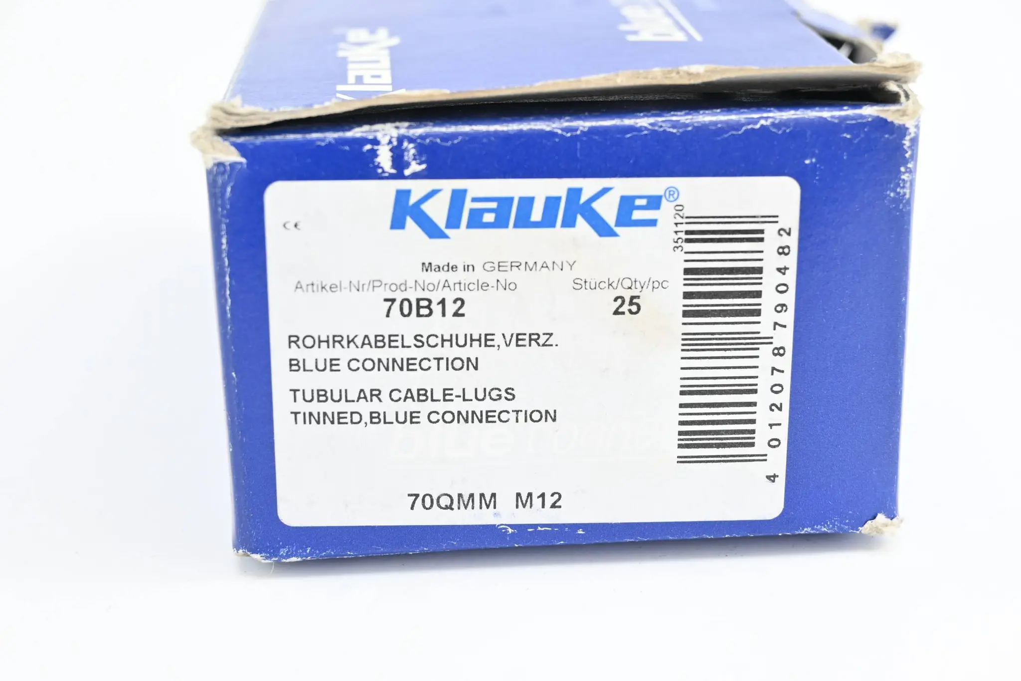 Produktfoto 1 von Klauke 25 Stück Rohrkabelschuh verzinkt 70QMM M12 ( 70B12 )