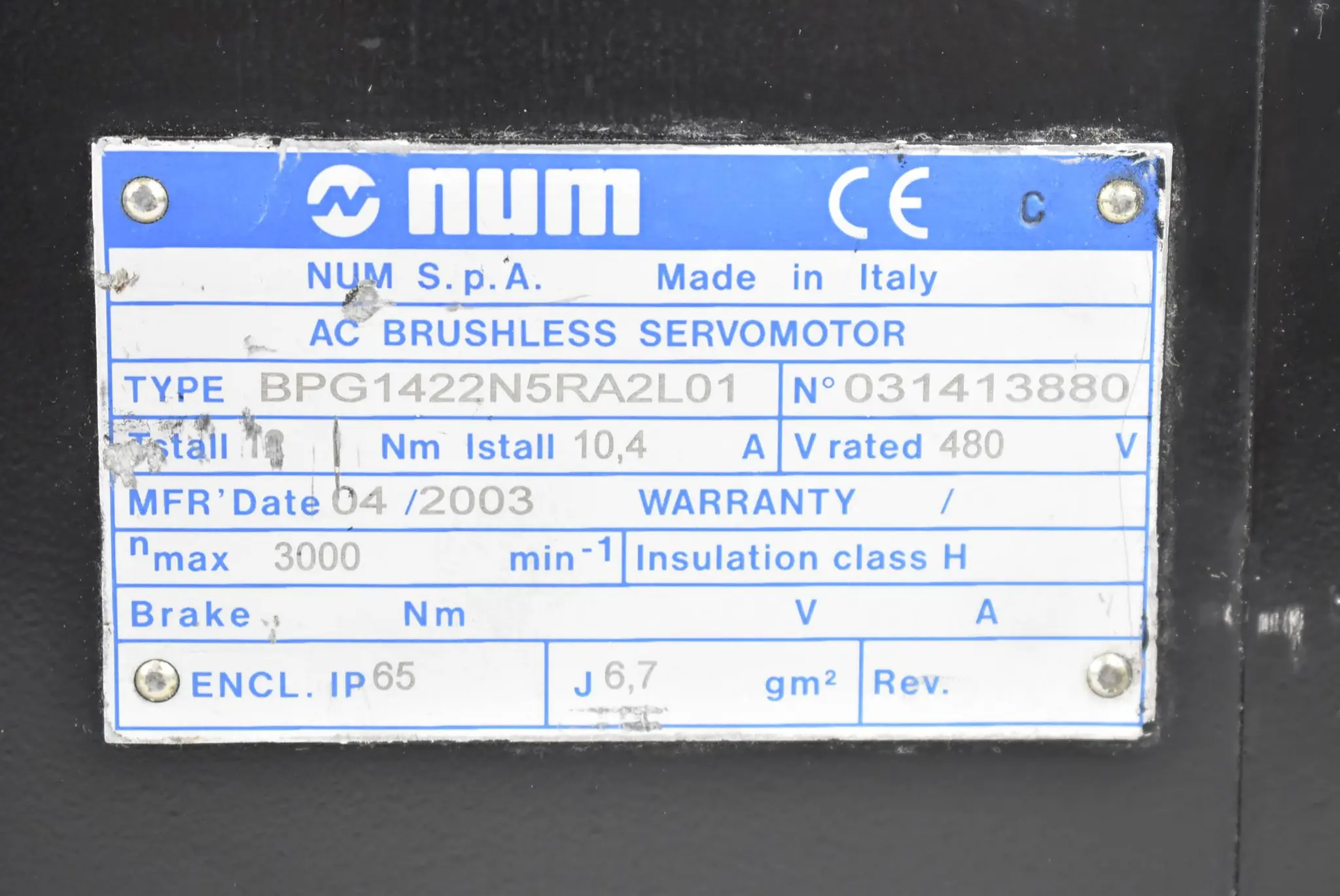 Produktfoto 1 von Num Servomotor 10,4A 480V 300rpm BPG1422N5RA2L01