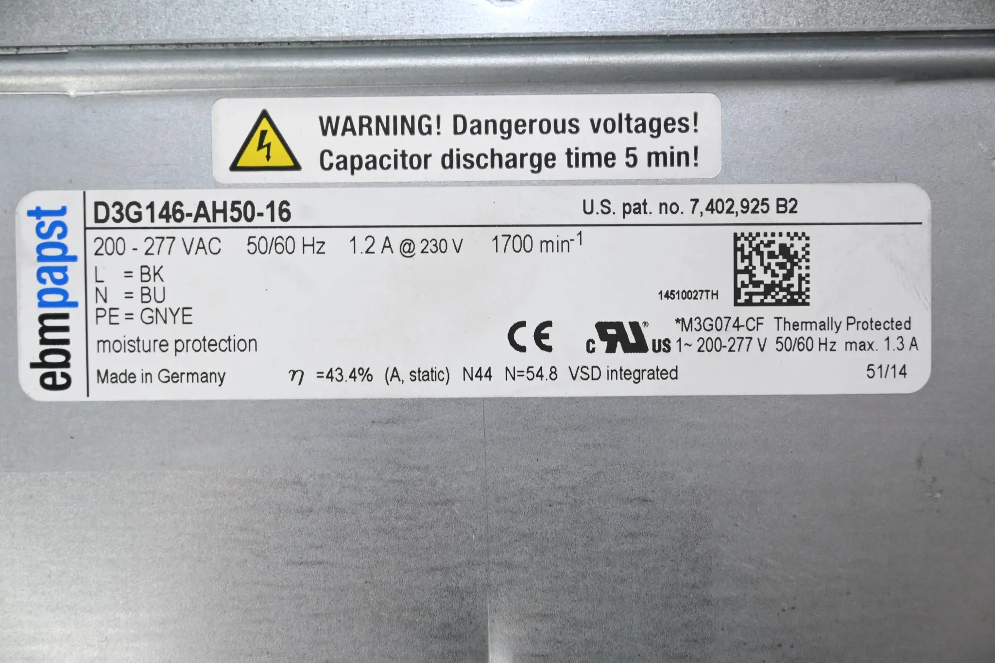 Produktfoto 1 von Ebmpapst Radialgebläse D3G146-AH50-16