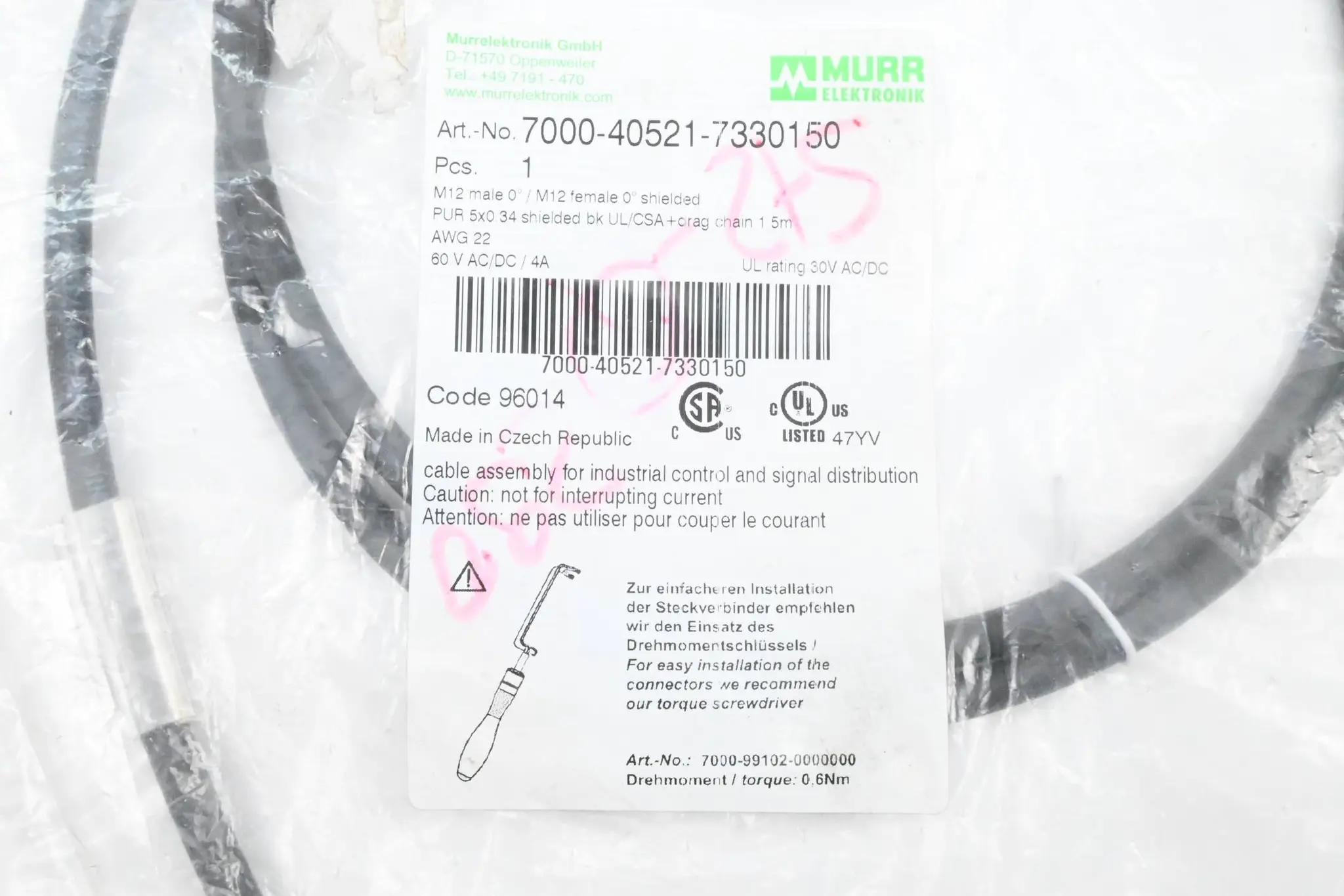 Produktfoto 1 von Murr Elektronik Verbindungskabel 7000-40521-7330150 ( 96014 )