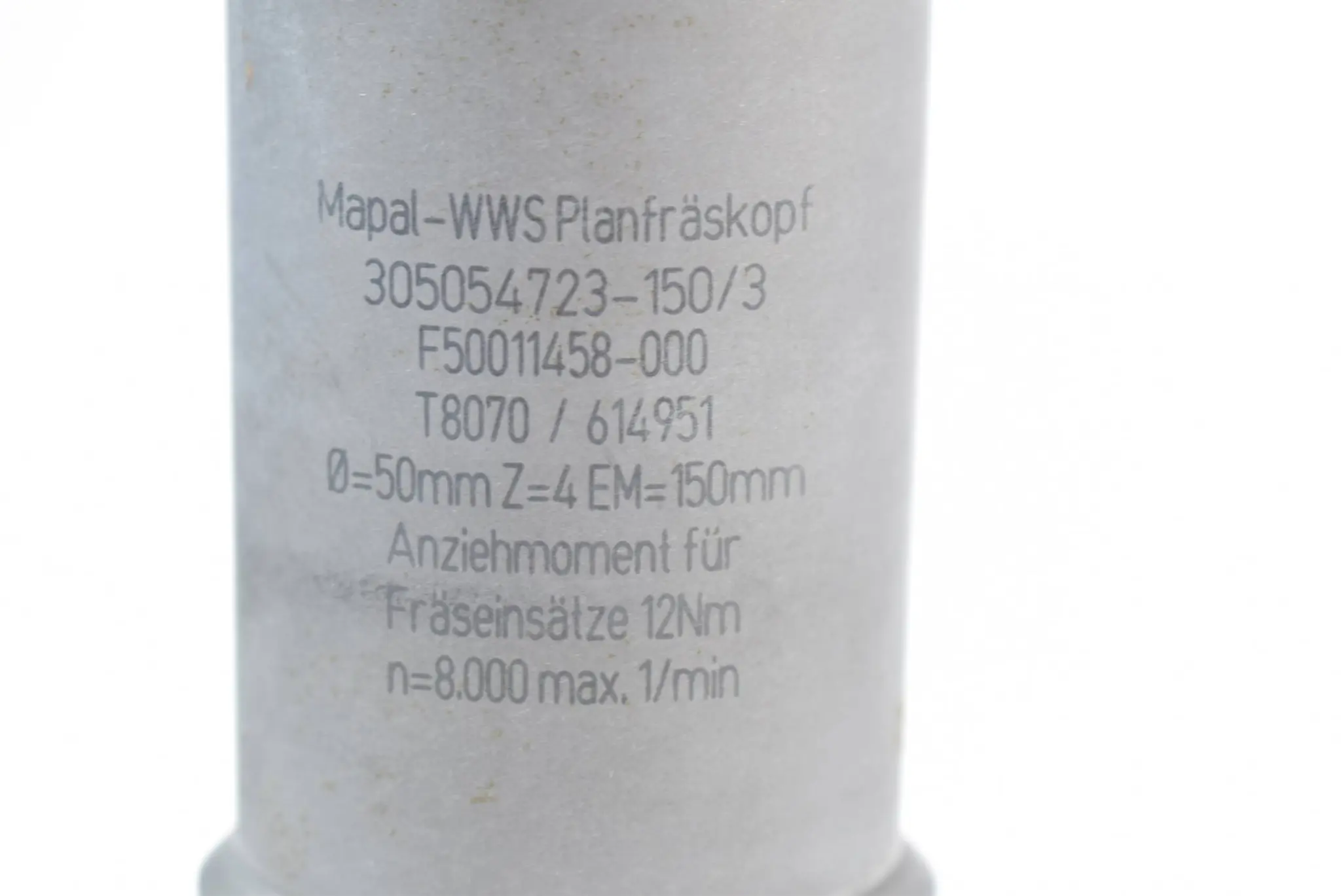 Produktfoto 1 von Mapal WWS Planfräskopf 12Nm F50011458-000 ( T8070 / 314951 ) 3050554723-150/3
