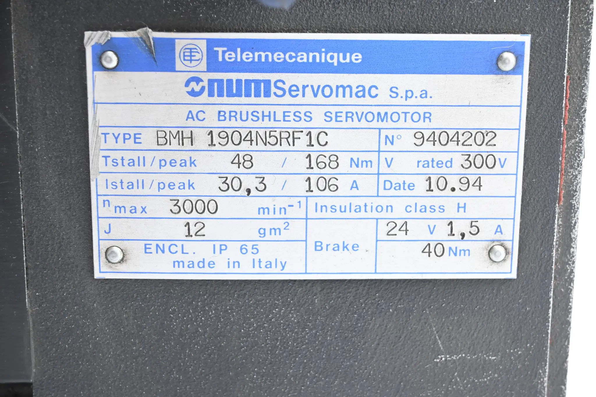 Produktfoto 1 von Telemecanique Num Servomac AC Servomotor BMH 1904N5RF1C ( BMH1904N5RF1C )