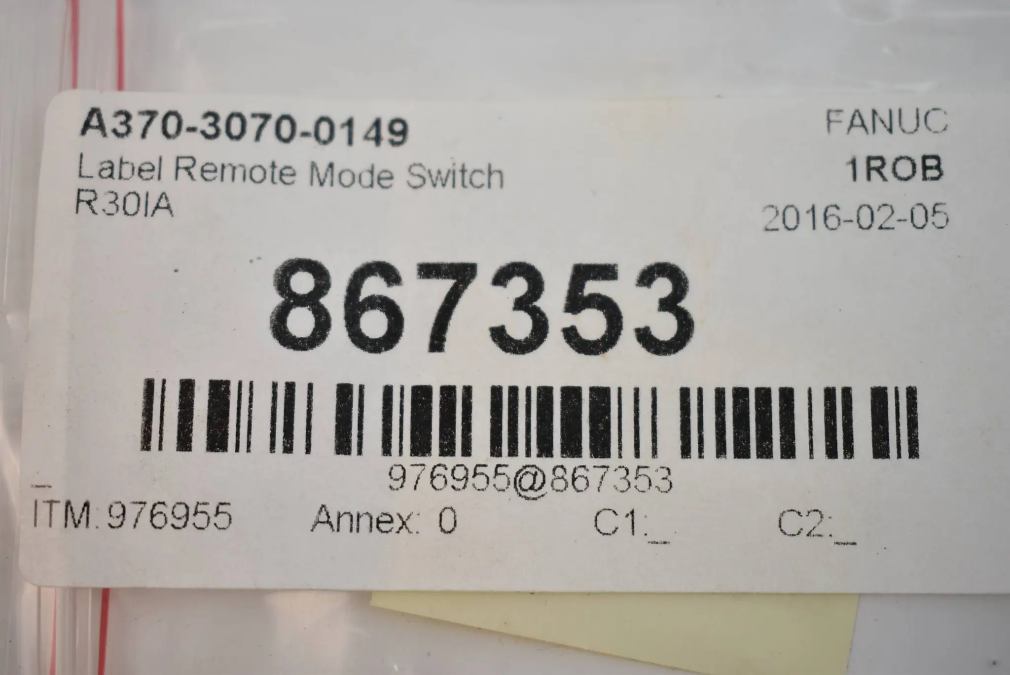 Produktfoto 1 von Fanuc Beschriftung für Fernbedieungsmodusschalter A370-3070-0149