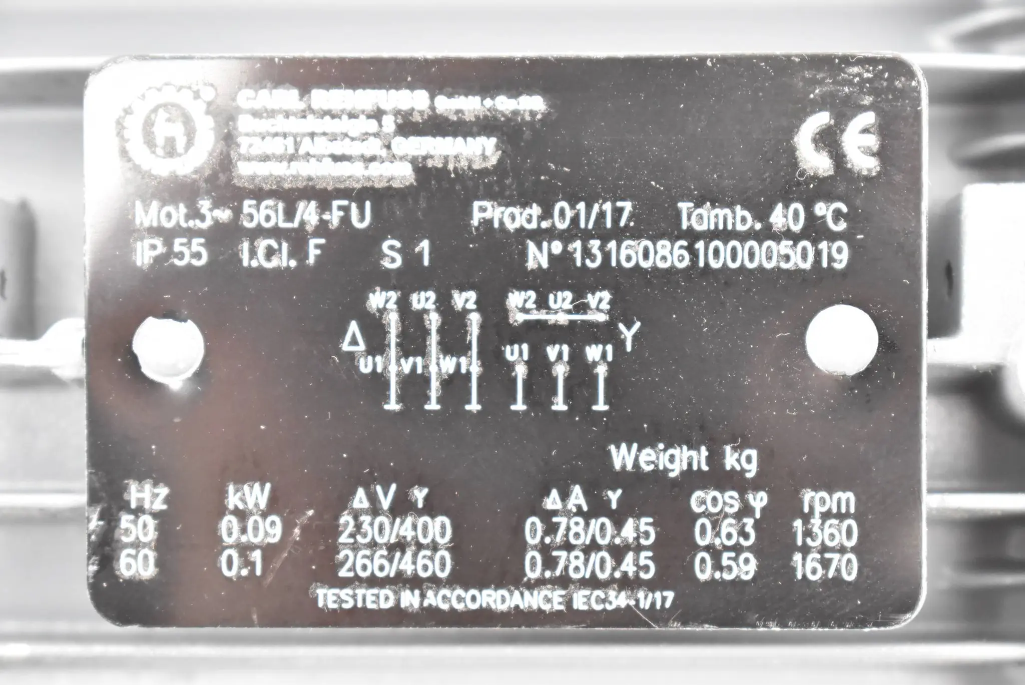 Produktfoto 1 von Carl Rehfuss Getriebemotor 56L/4-FU + SM021WG-56L/4