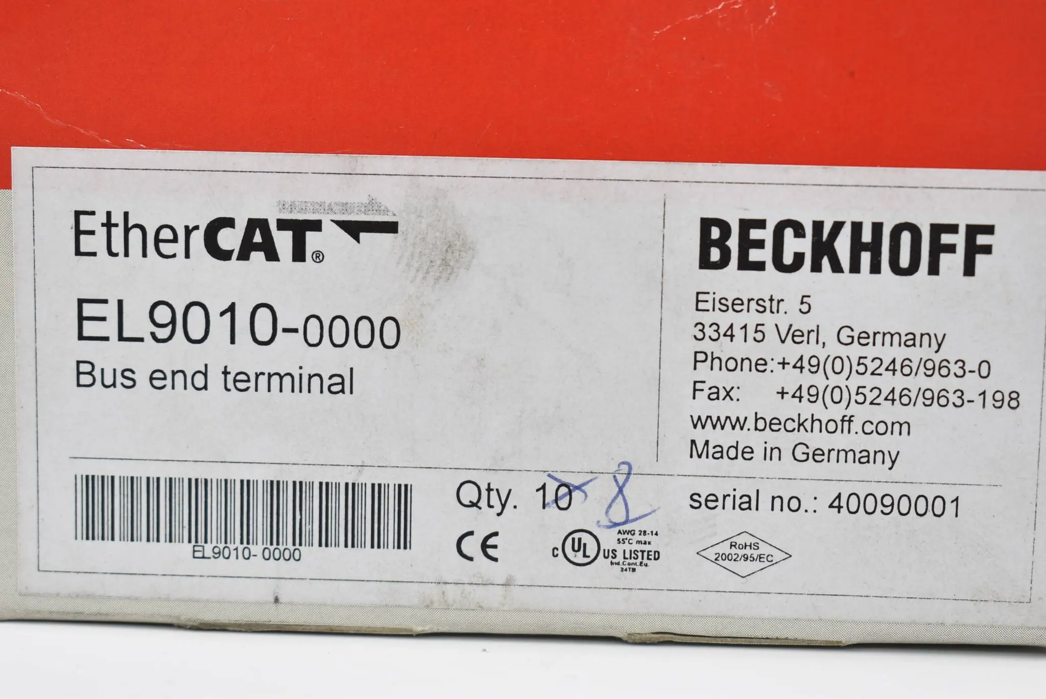 Produktfoto 1 von Beckhoff Busendklemme 2 Stück EL9010 ( EL 9010 )