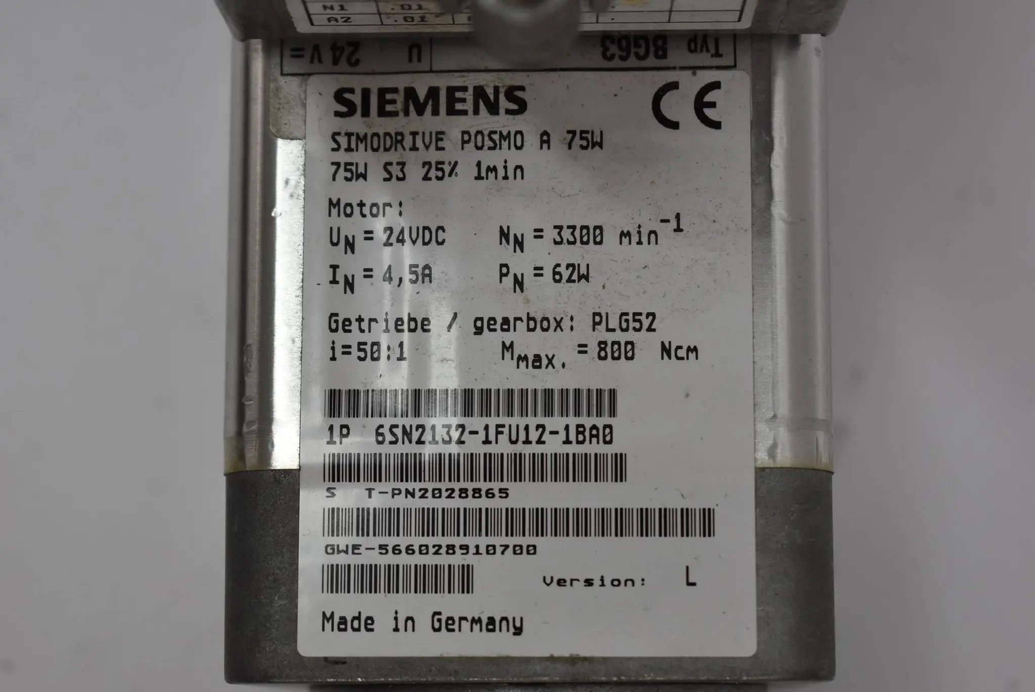 Produktfoto 1 von Siemens simodrive POSMO A 6SN2132-1FU12-1BA0 ( 6SN2 132-1FU12-1BA0 ) Version L