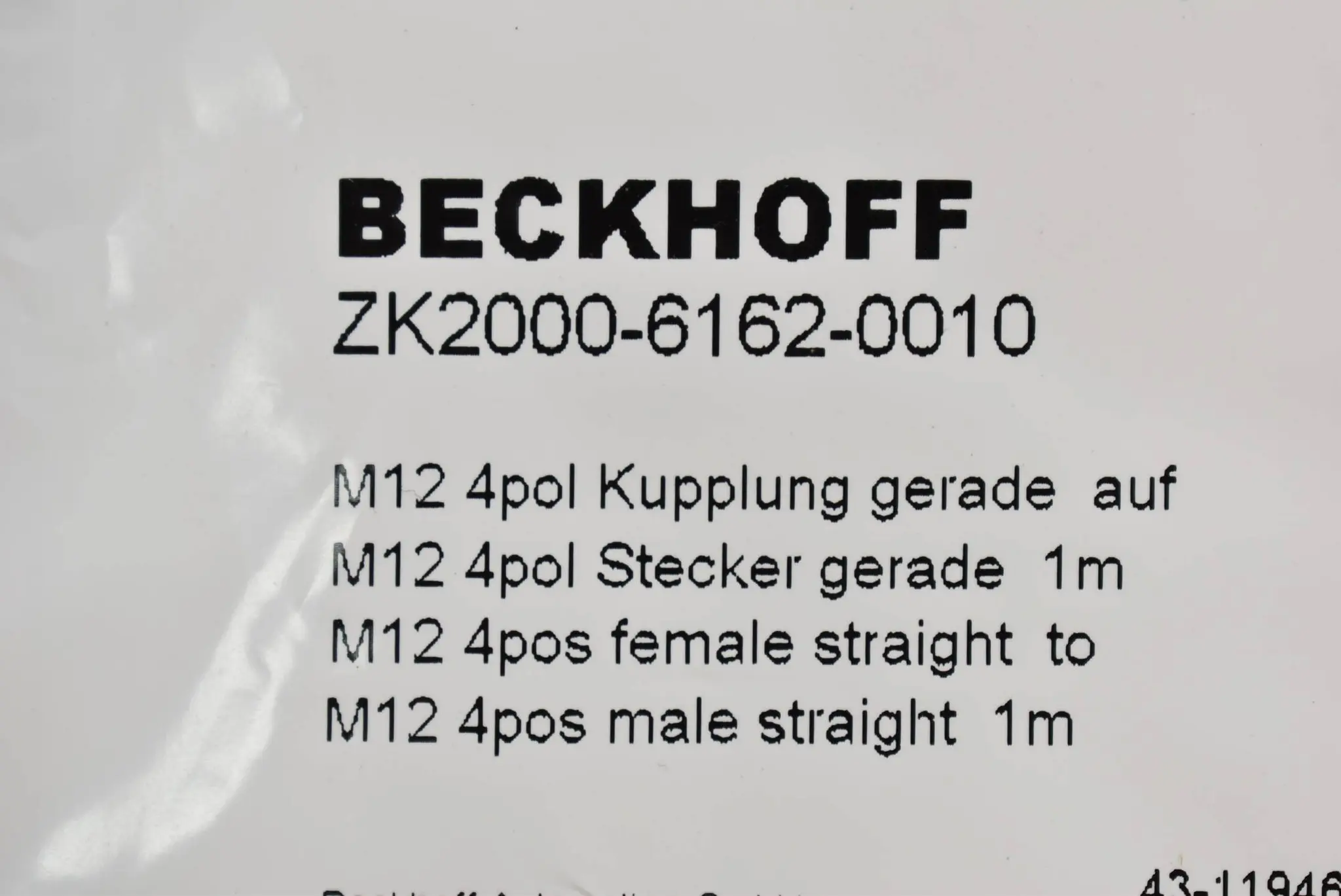 Produktfoto 1 von Beckhoff Sensorleitung PUR M12 4pol Kupplung 1 m ZK2000-6162-0010