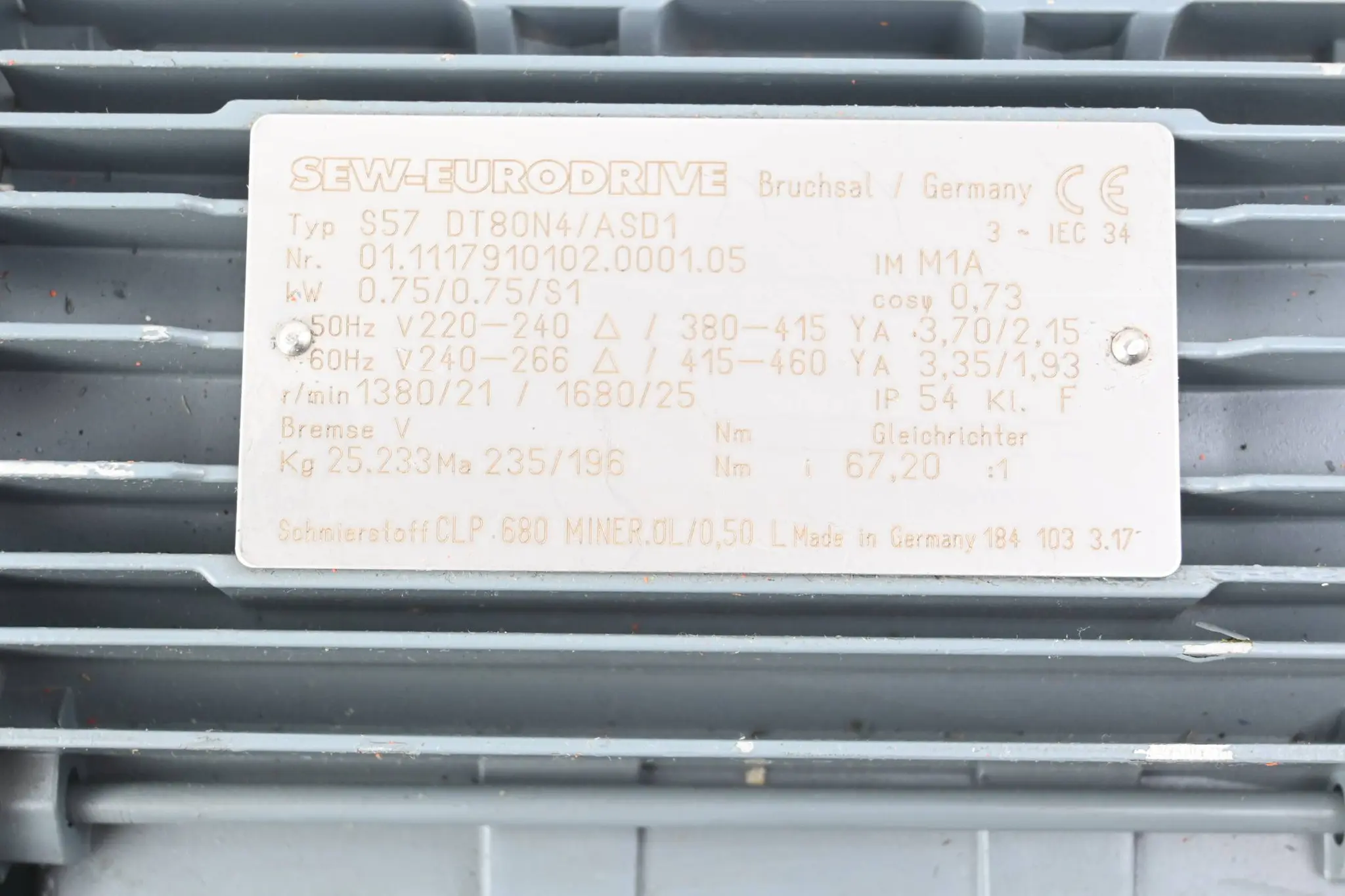 Produktfoto 1 von SEW Eurodrive Getriebemotor S57DT80N4/ASD1 ( S57 DT80N4/ASD1 )