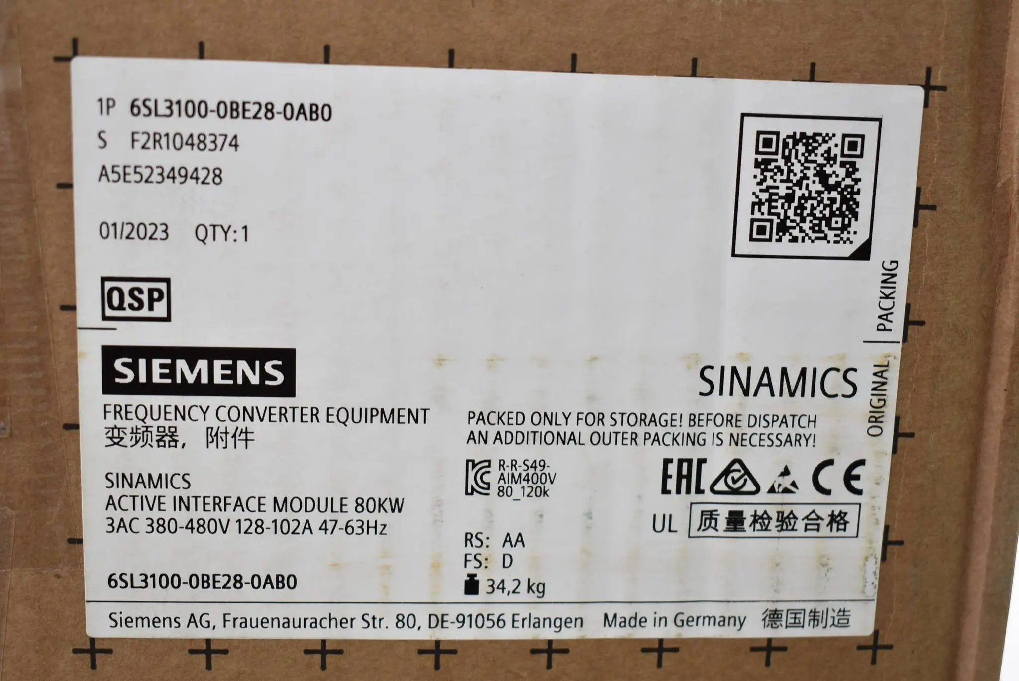 Produktfoto 1 von Siemens Sinamics S120 80kW 6SL3100-0BE28-0AB0 ( 6SL3 100-0BE28-0AB0 ) E.D