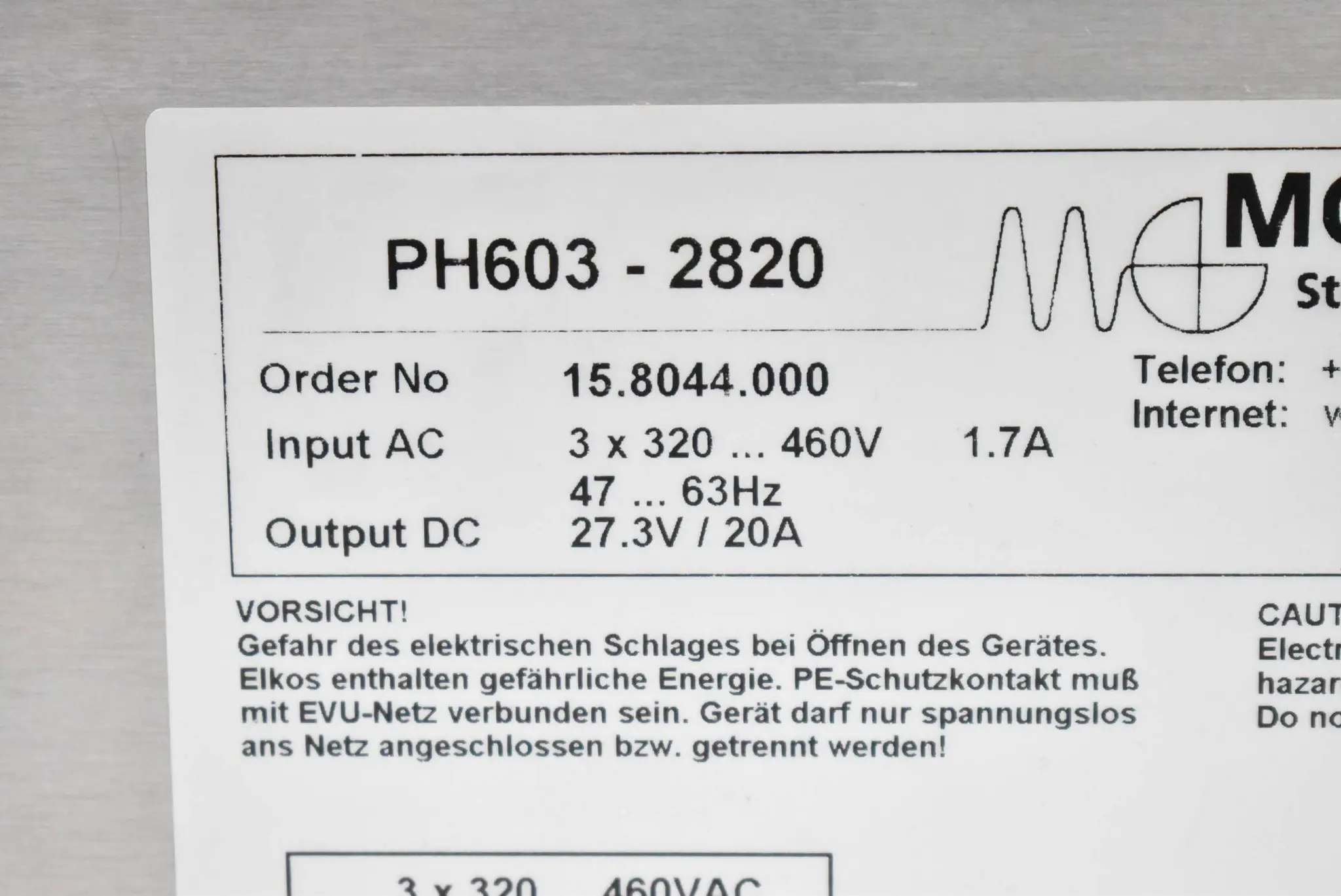 Produktfoto 1 von MGV Stromversorgungen PH603-2820 ( 15.8044.600 )