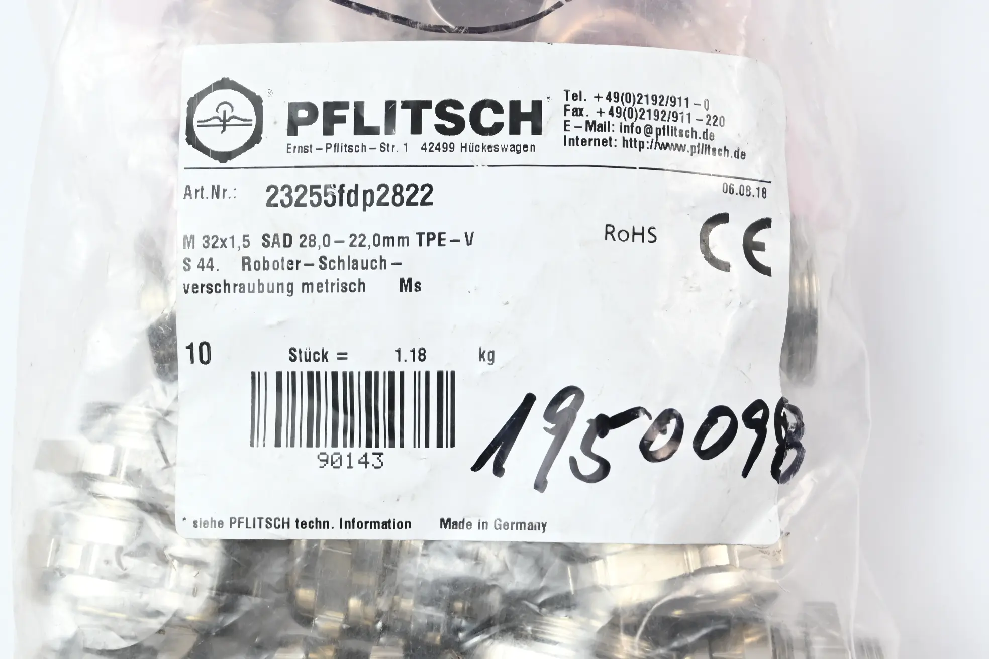 Produktfoto 1 von Pflitsch Roboter Schlauch Verschraubung metrisch 23255fdp2822 / M32x1,5 / 28-22mm