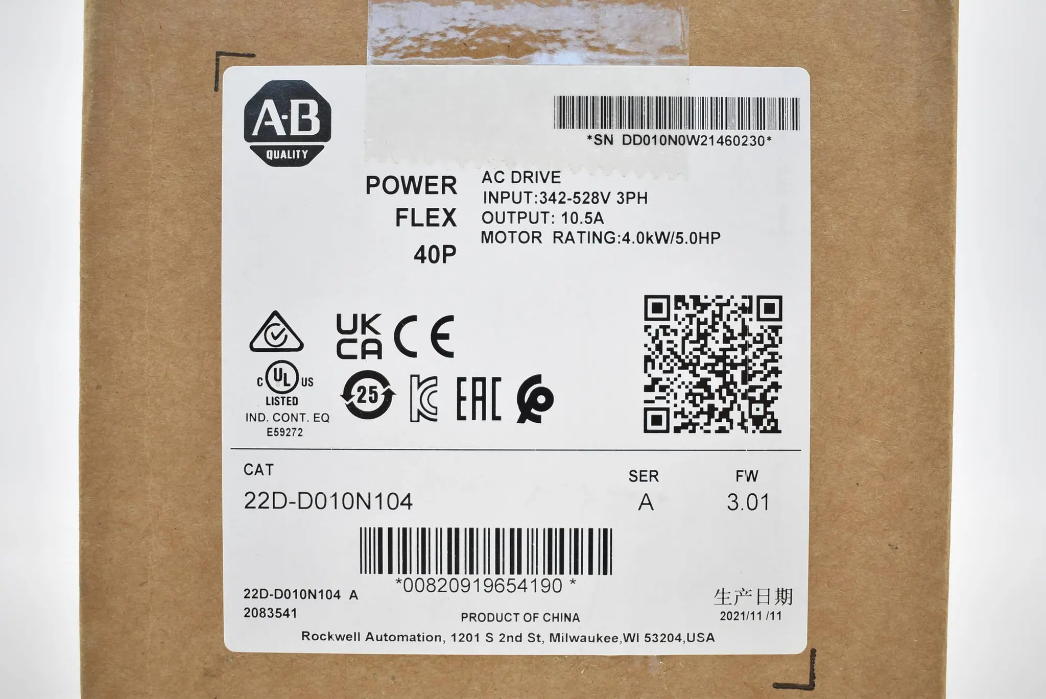 Produktfoto 1 von Allen-Bradley Power Flex 40P 22D-D010N104 ( 4,0kW ) Serie A FW3.01