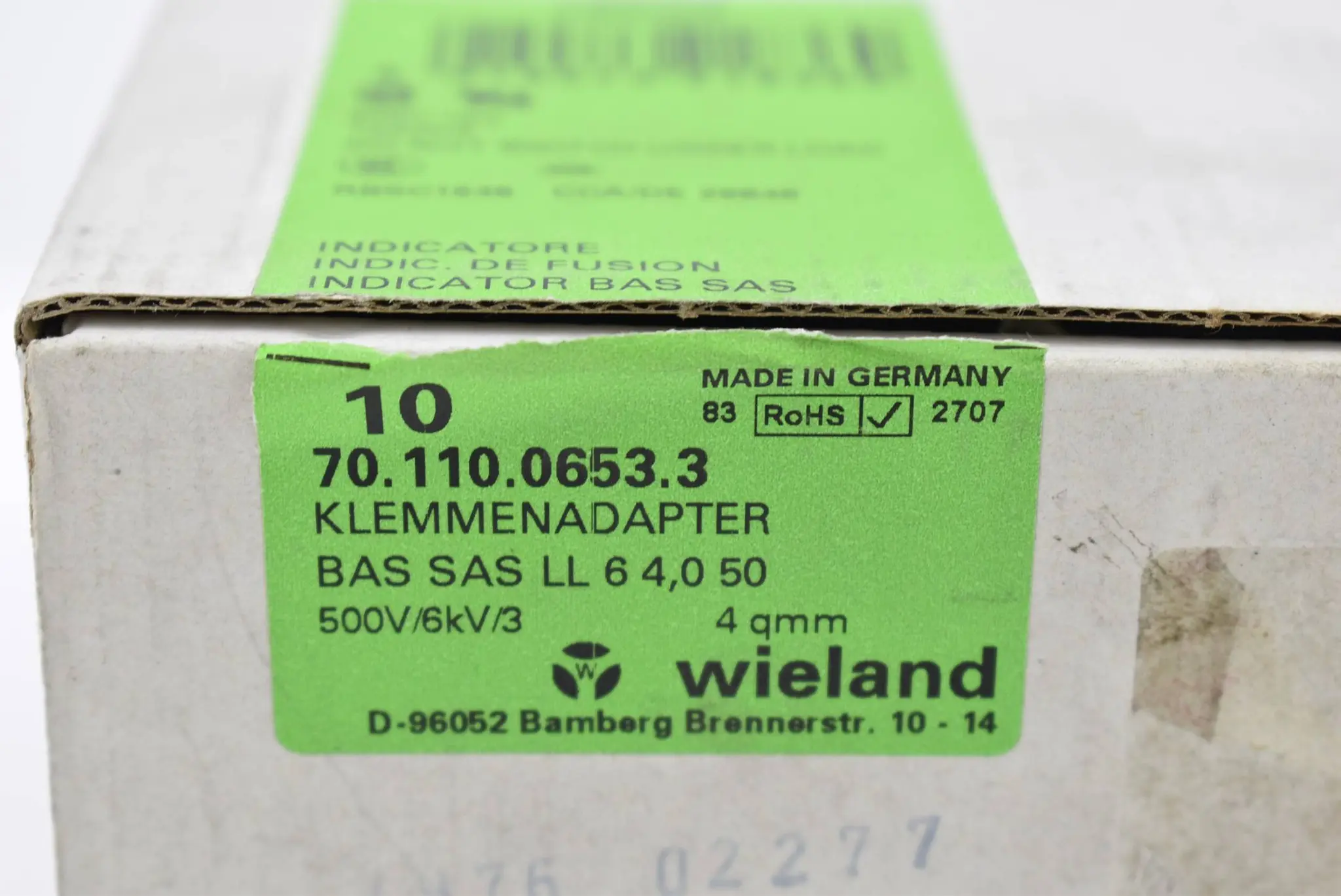 Produktfoto 1 von Wieland Klemmenadapter 600V 16A BAS SAS LL 6 4,3 50 4qmm ( 70.110.0653.3 )