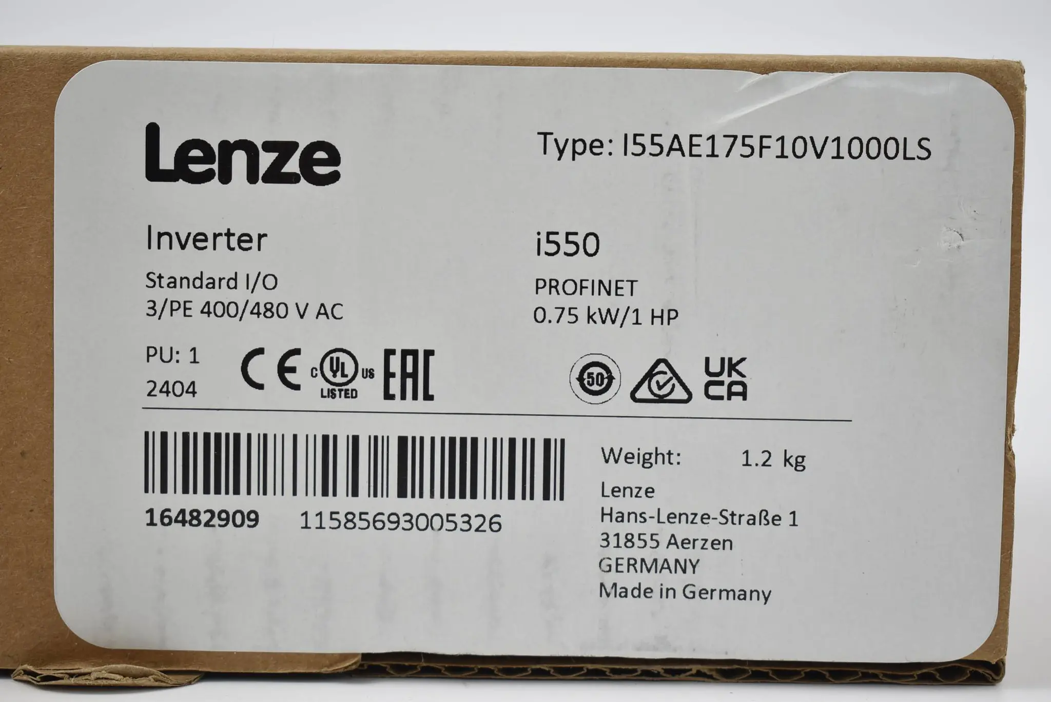 Produktfoto 1 von Lenze Inverter I55AE175F10V1000LS ( 0,75kW 400-480VAC )