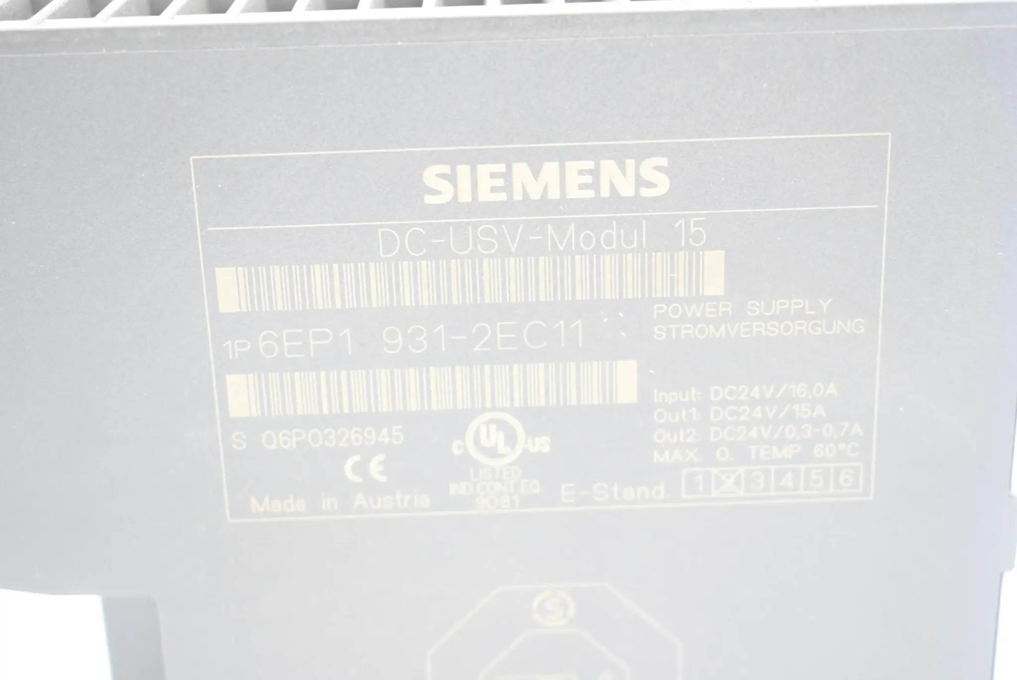 Produktfoto 1 von Siemens simatic S7 sitop Stromversorgung 6EP1931-2EC11 ( 6EP1 931-2EC11 ) E2